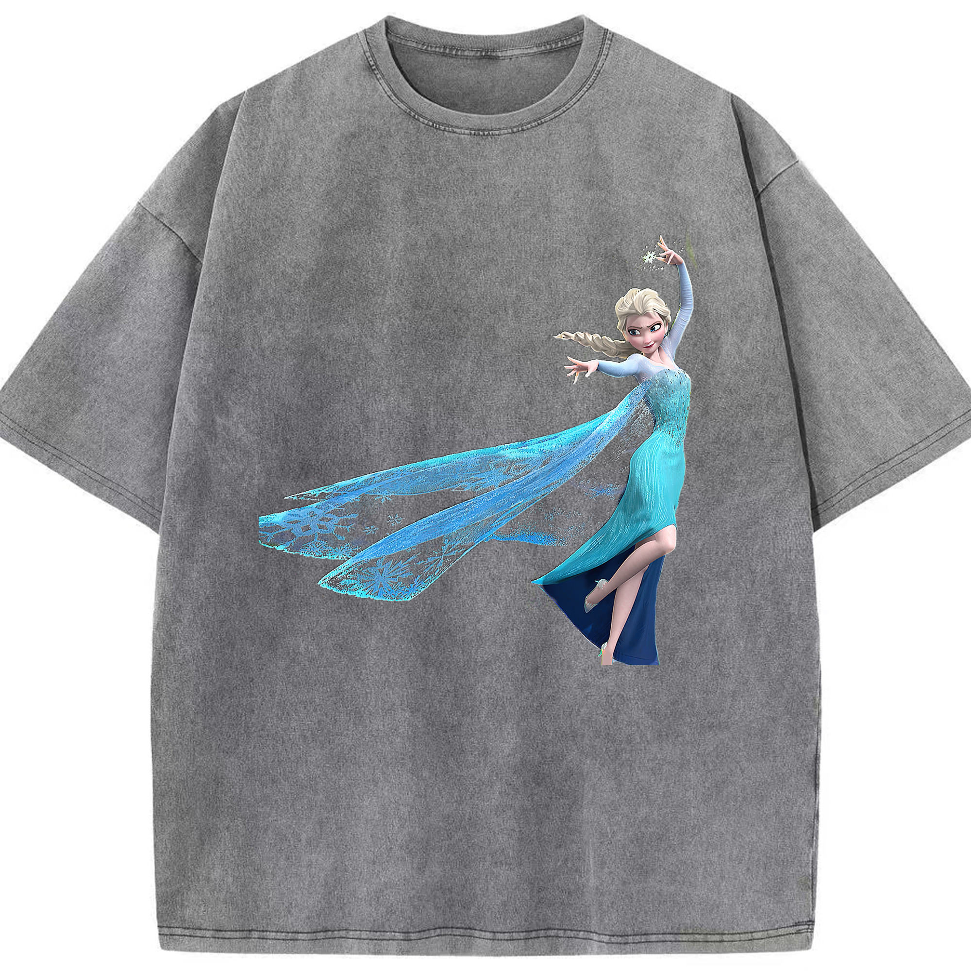 （画像用） アナと雪の女王 アンナ エルサ Frozen Anna Elsa 綿100% ヴィンテージ風 半袖Tシャツ（フロントプリント）