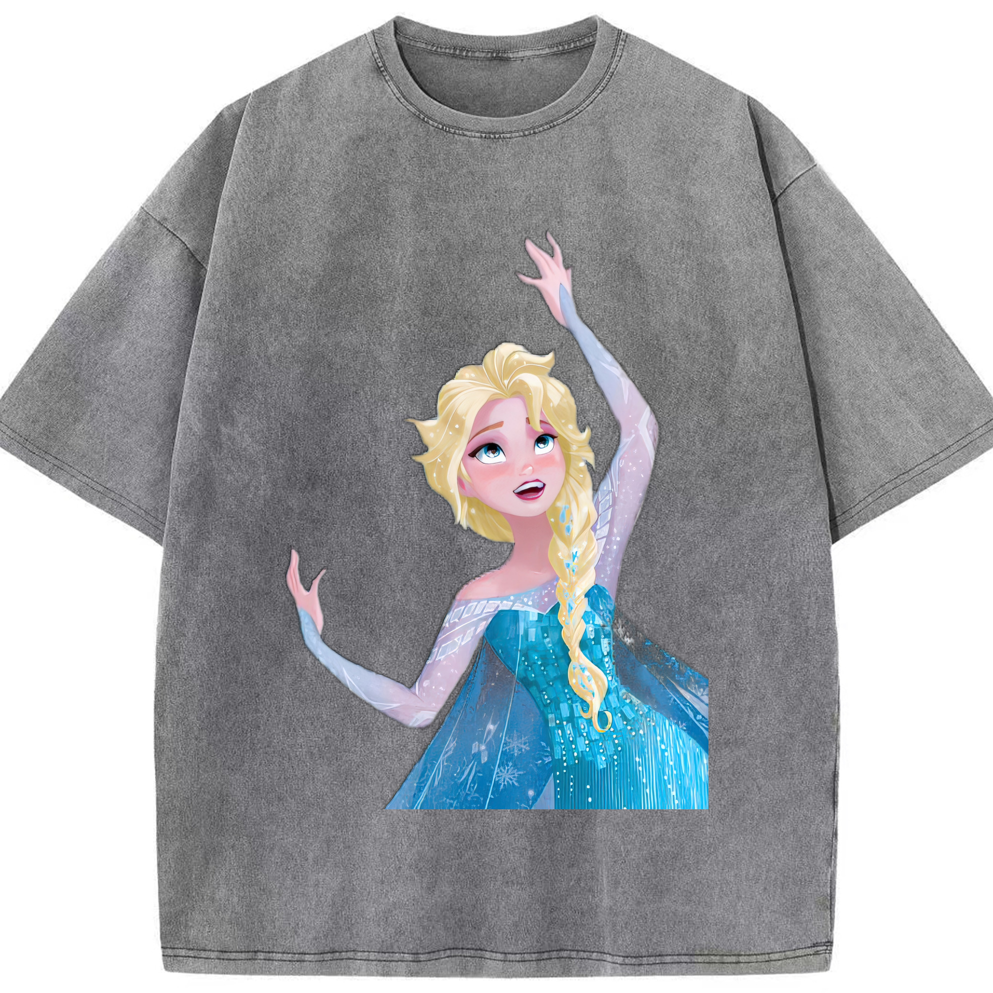 （画像用） アナと雪の女王 アンナ エルサ Frozen Anna Elsa 綿100% ヴィンテージ風 半袖Tシャツ（フロントプリント）