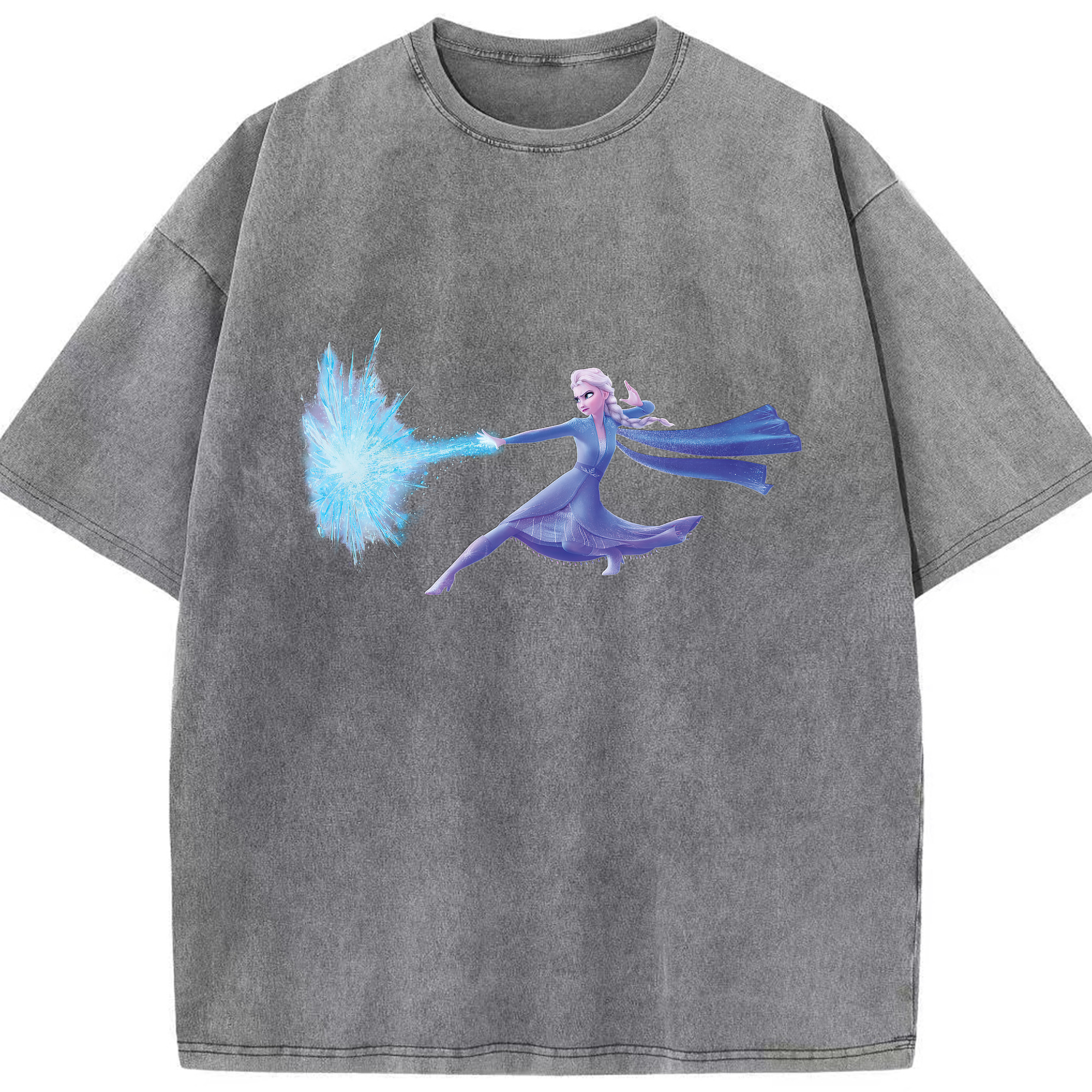 （画像用） アナと雪の女王 アンナ エルサ Frozen Anna Elsa 綿100% ヴィンテージ風 半袖Tシャツ（フロントプリント）