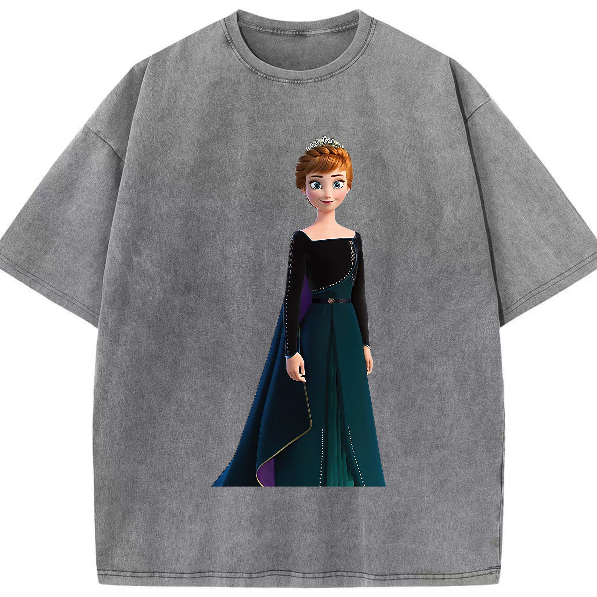 （画像用） アナと雪の女王 アンナ エルサ Frozen Anna Elsa 綿100% ヴィンテージ風 半袖Tシャツ（フロントプリント）