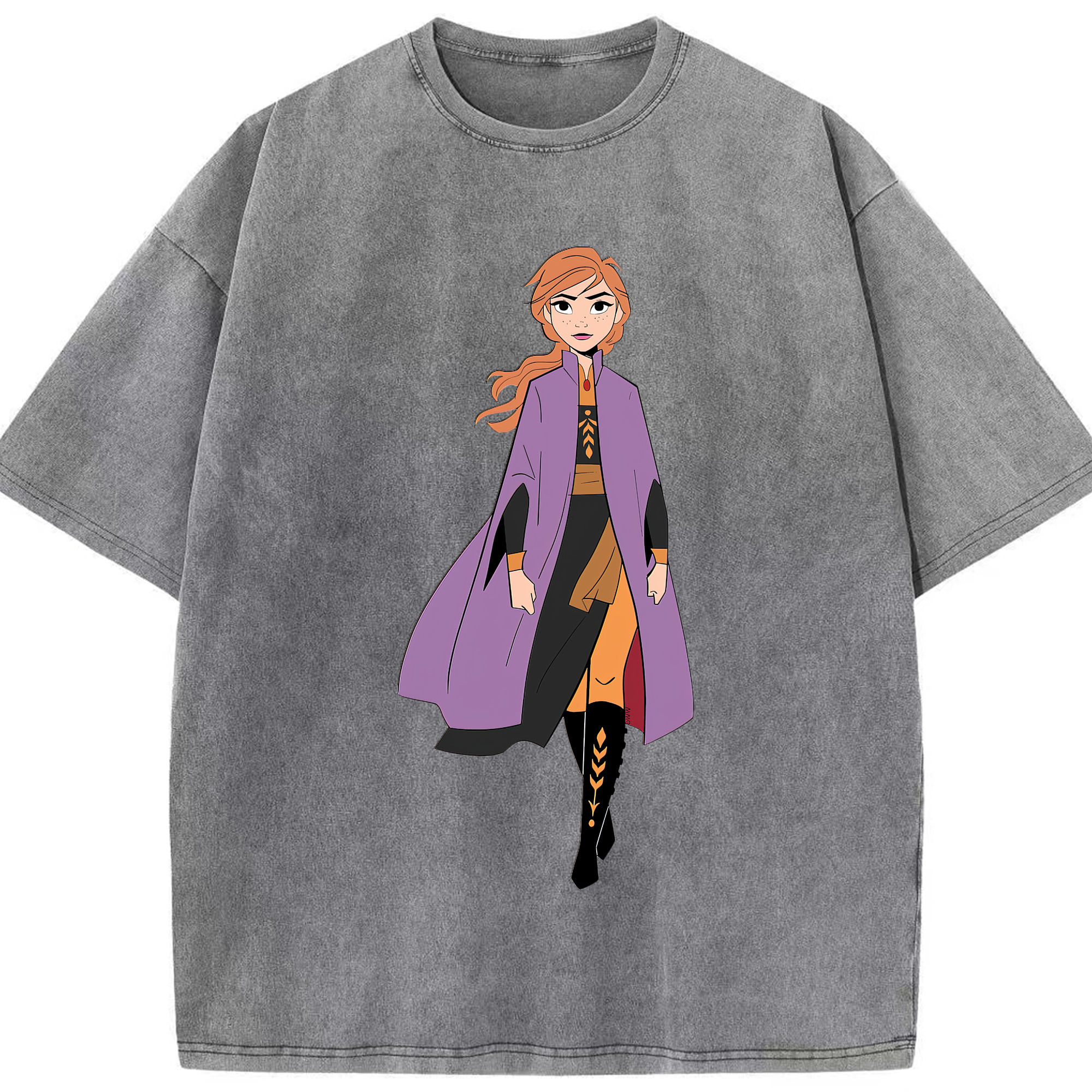 （画像用） アナと雪の女王 アンナ エルサ Frozen Anna Elsa 綿100% ヴィンテージ風 半袖Tシャツ（フロントプリント）