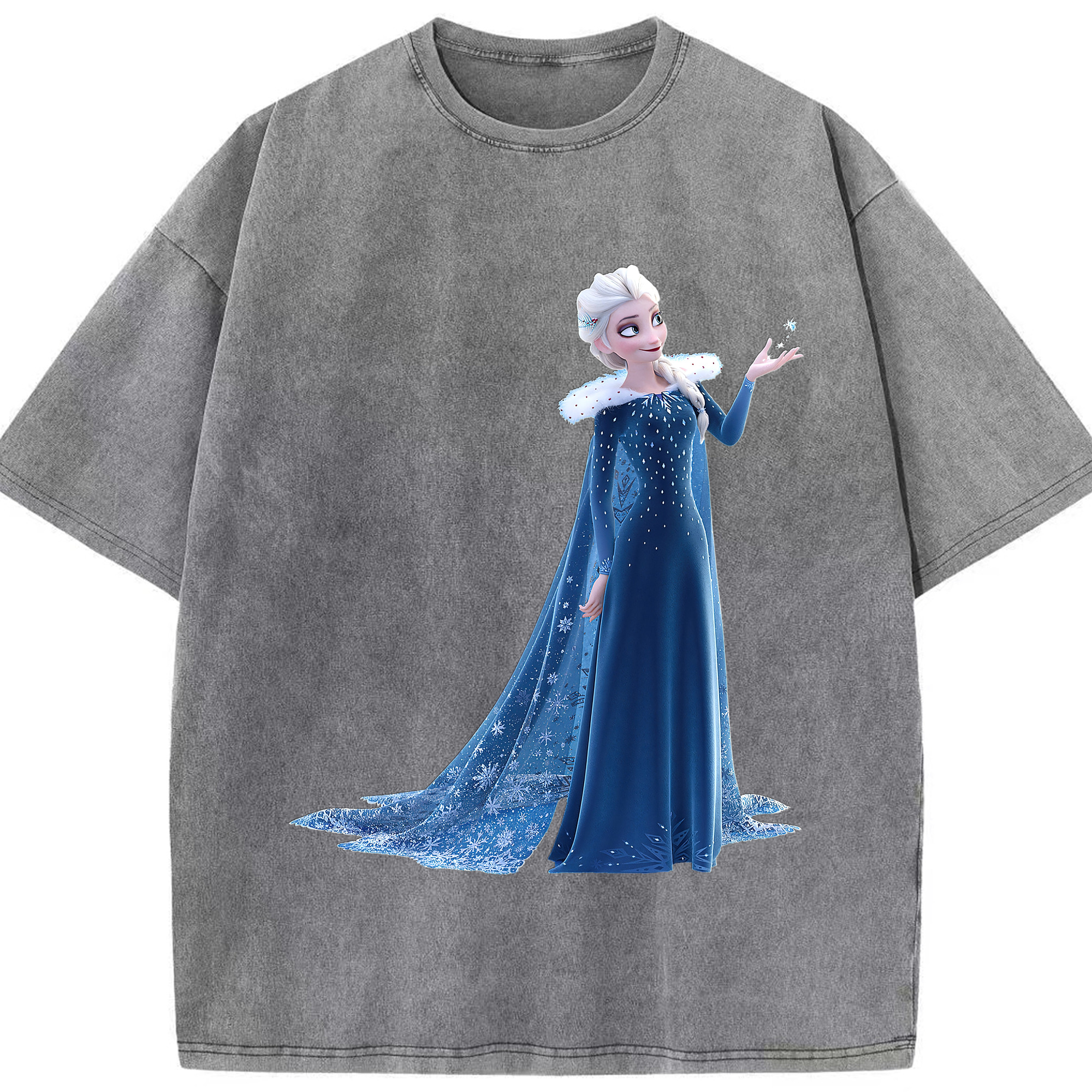 （画像用） アナと雪の女王 アンナ エルサ Frozen Anna Elsa 綿100% ヴィンテージ風 半袖Tシャツ（フロントプリント）