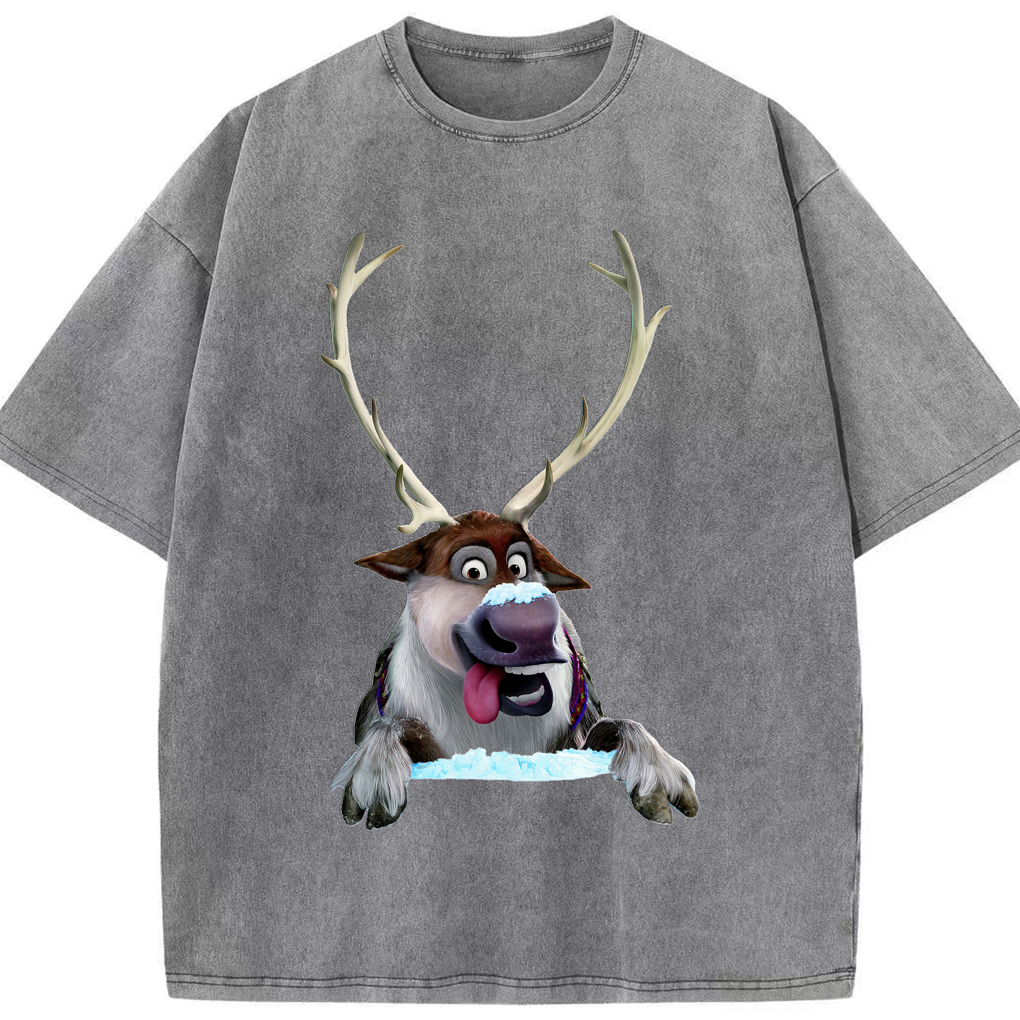 （画像用） アナと雪の女王 アンナ エルサ Frozen Anna Elsa 綿100% ヴィンテージ風 半袖Tシャツ（フロントプリント）