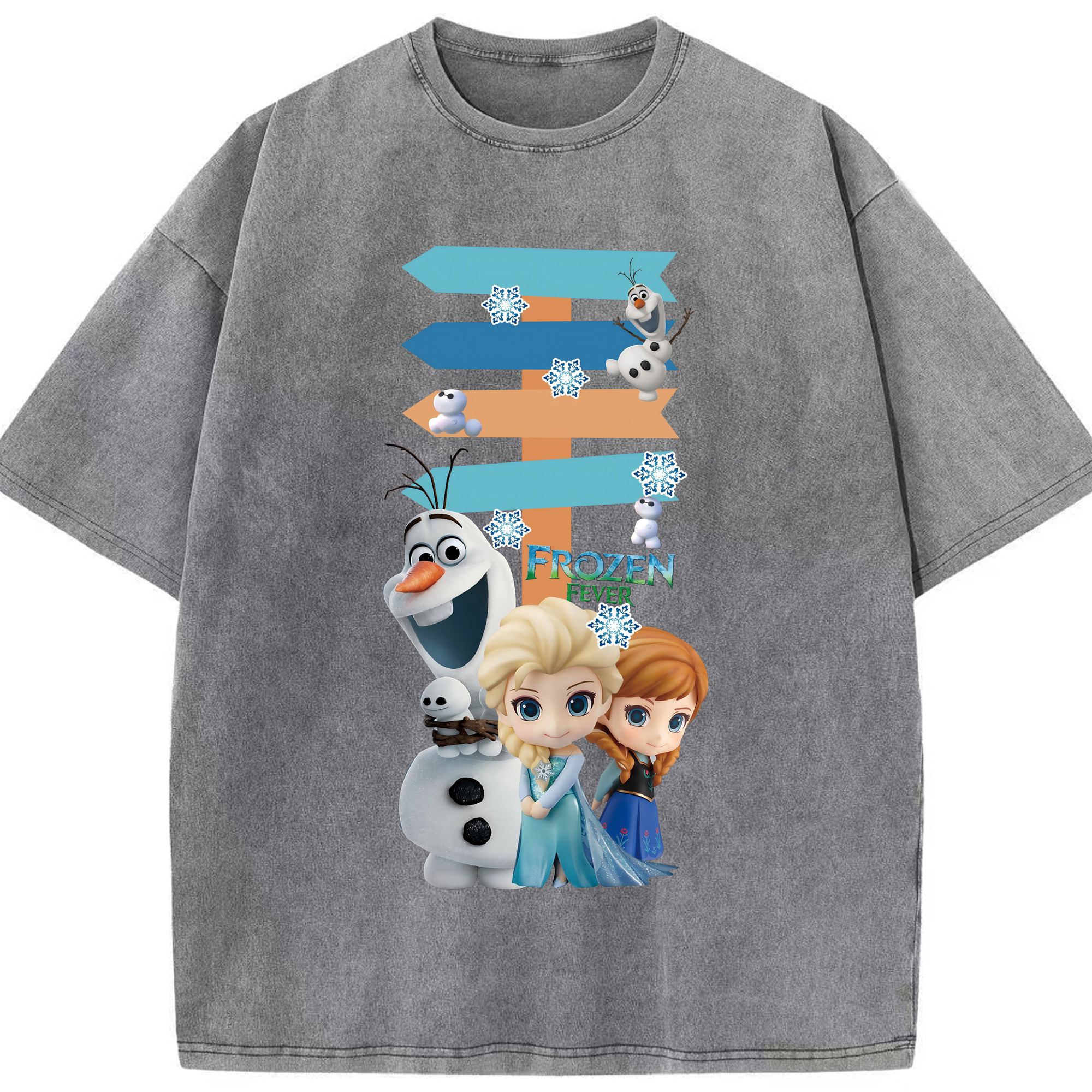 （画像用） アナと雪の女王 アンナ エルサ Frozen Anna Elsa 綿100% ヴィンテージ風 半袖Tシャツ（フロントプリント）