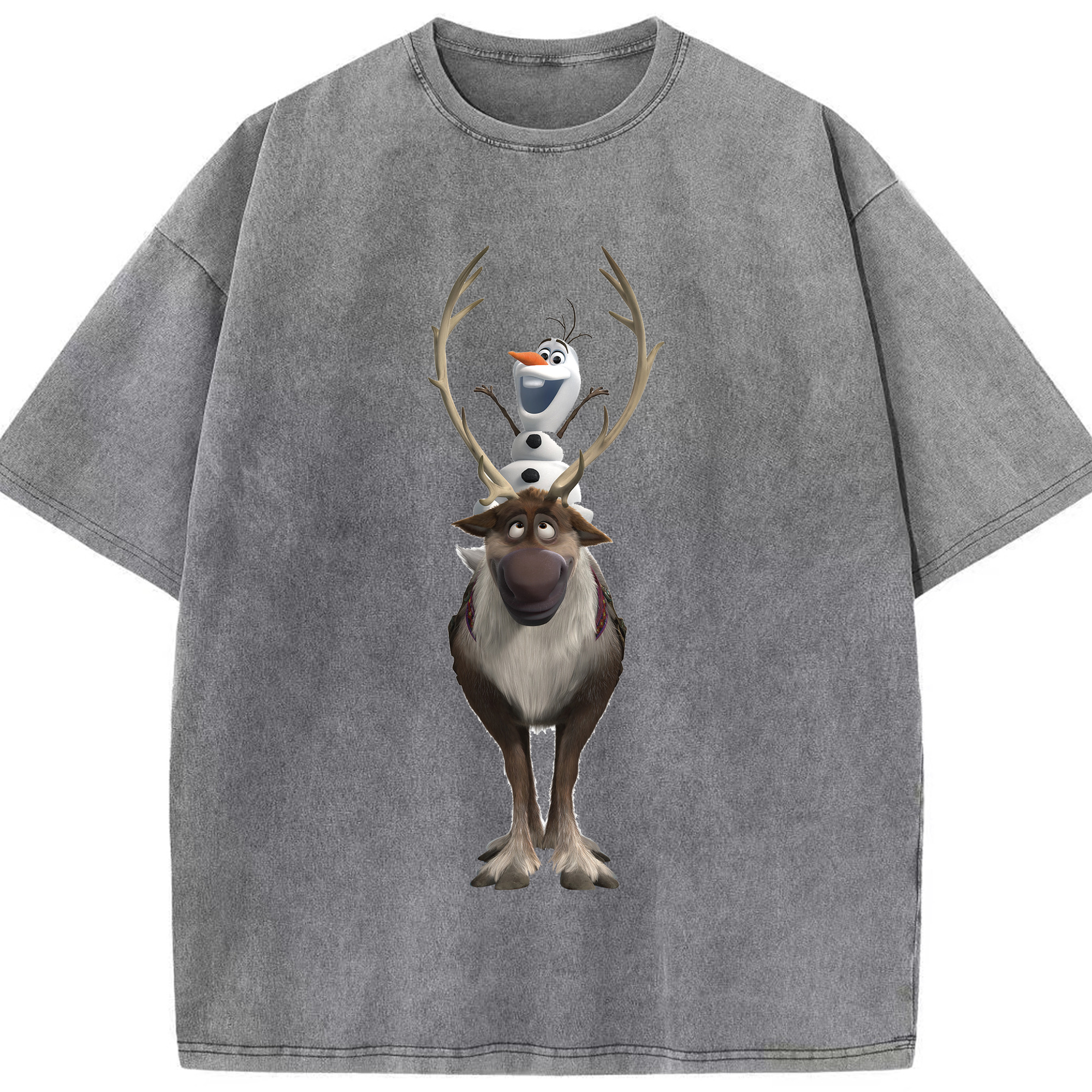 （画像用） アナと雪の女王 アンナ エルサ Frozen Anna Elsa 綿100% ヴィンテージ風 半袖Tシャツ（フロントプリント）