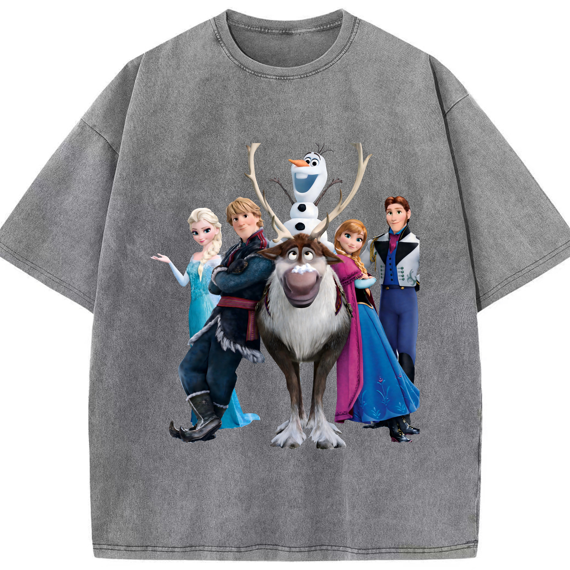 （画像用） アナと雪の女王 アンナ エルサ Frozen Anna Elsa 綿100% ヴィンテージ風 半袖Tシャツ（フロントプリント）