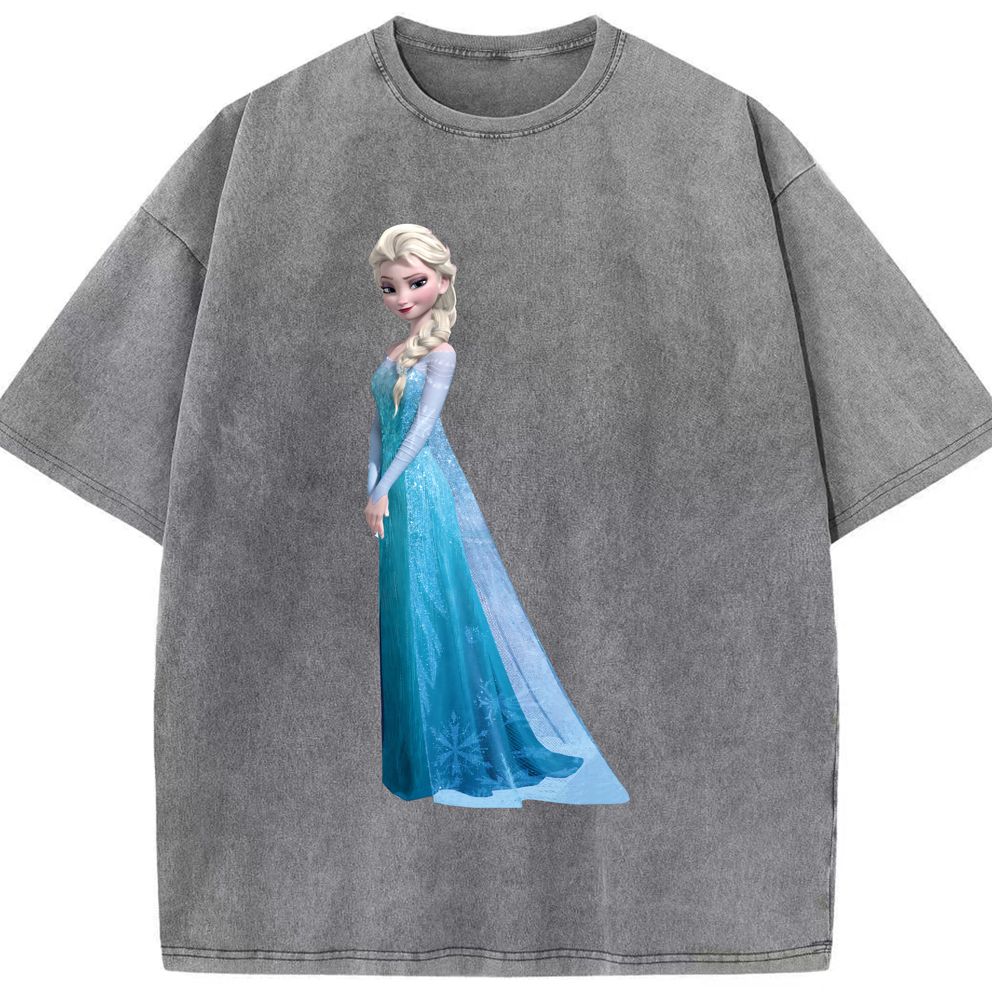 （画像用） アナと雪の女王 アンナ エルサ Frozen Anna Elsa 綿100% ヴィンテージ風 半袖Tシャツ（フロントプリント）