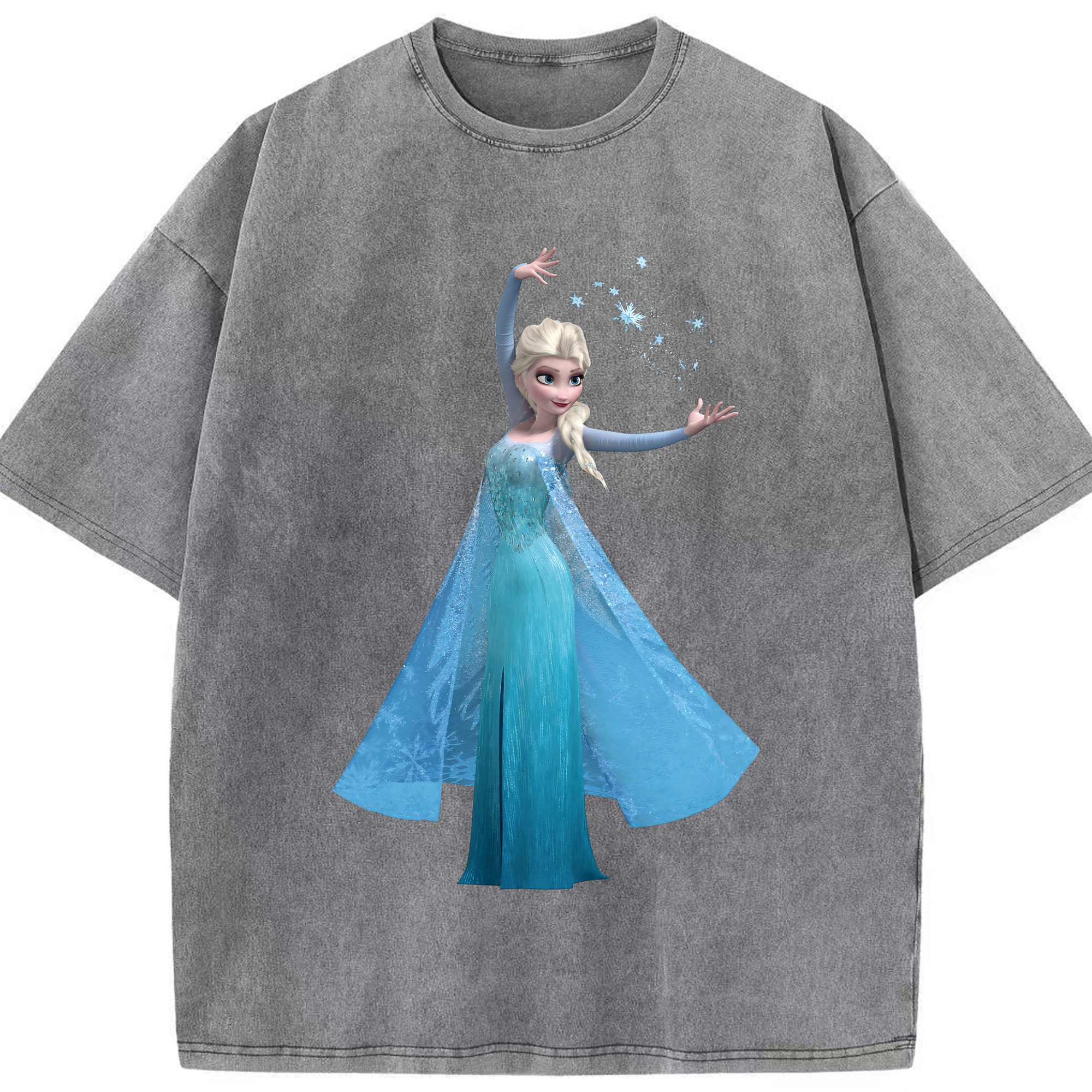 （画像用） アナと雪の女王 アンナ エルサ Frozen Anna Elsa 綿100% ヴィンテージ風 半袖Tシャツ（フロントプリント）