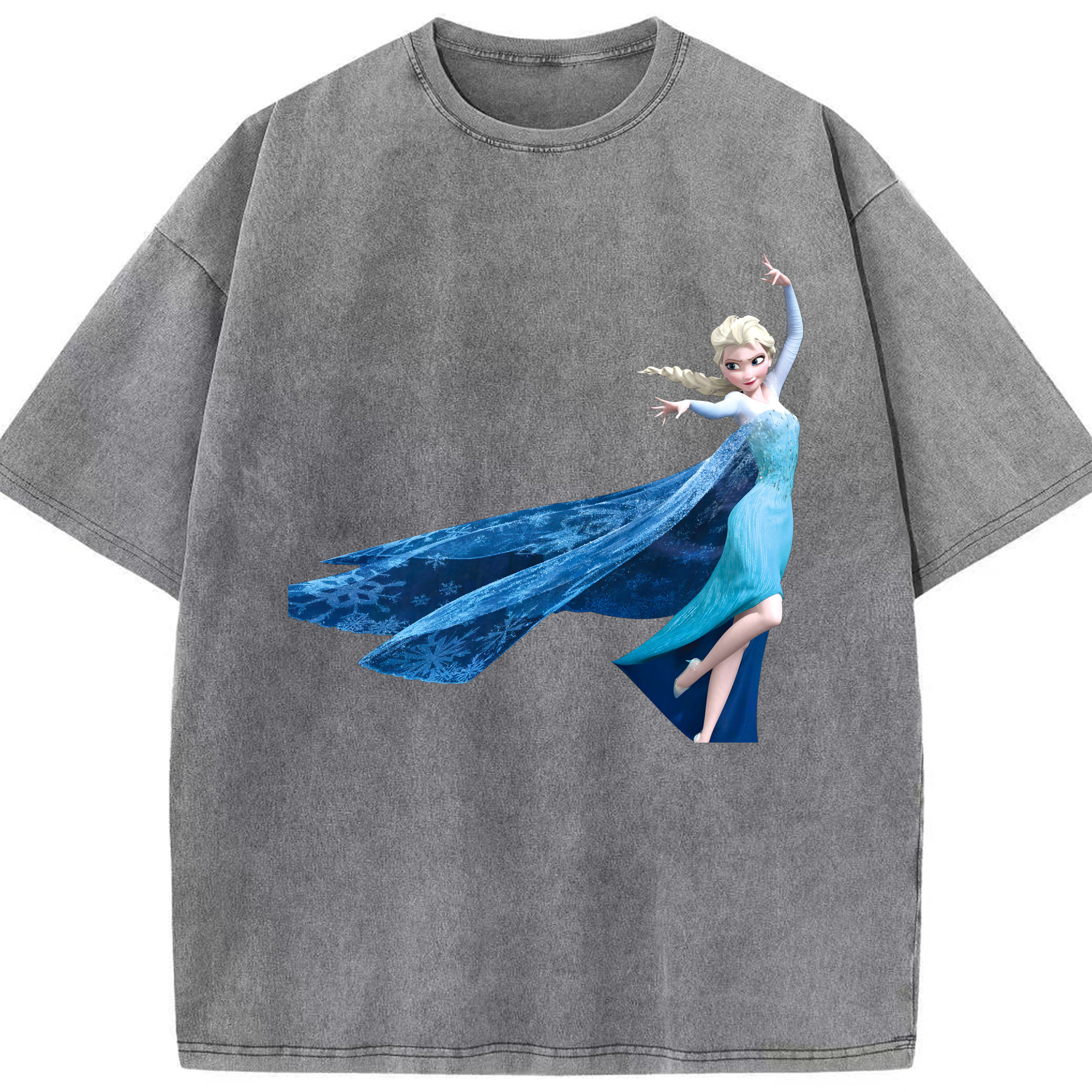 （画像用） アナと雪の女王 アンナ エルサ Frozen Anna Elsa 綿100% ヴィンテージ風 半袖Tシャツ（フロントプリント）