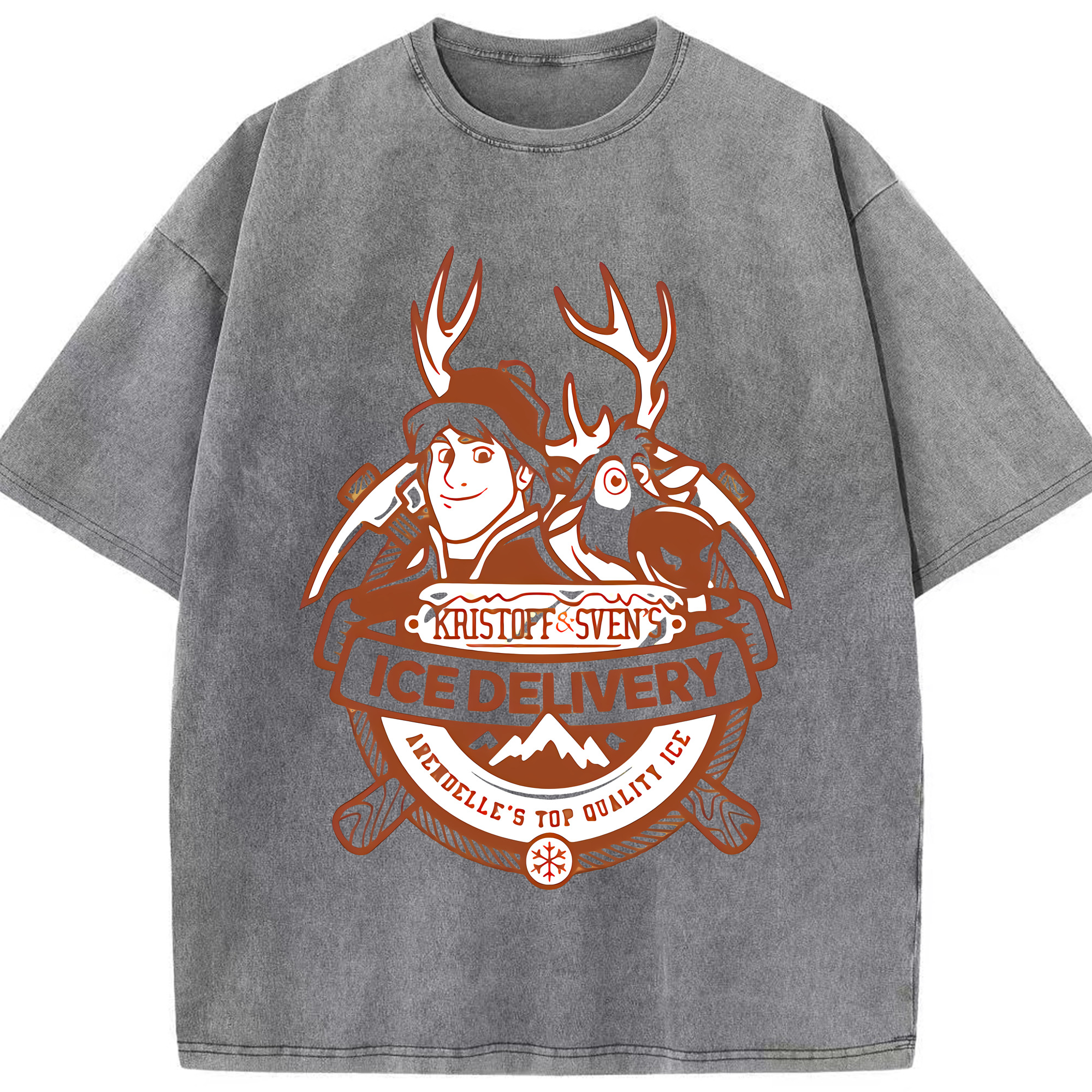 （画像用） アナと雪の女王 アンナ エルサ Frozen Anna Elsa 綿100% ヴィンテージ風 半袖Tシャツ（フロントプリント）