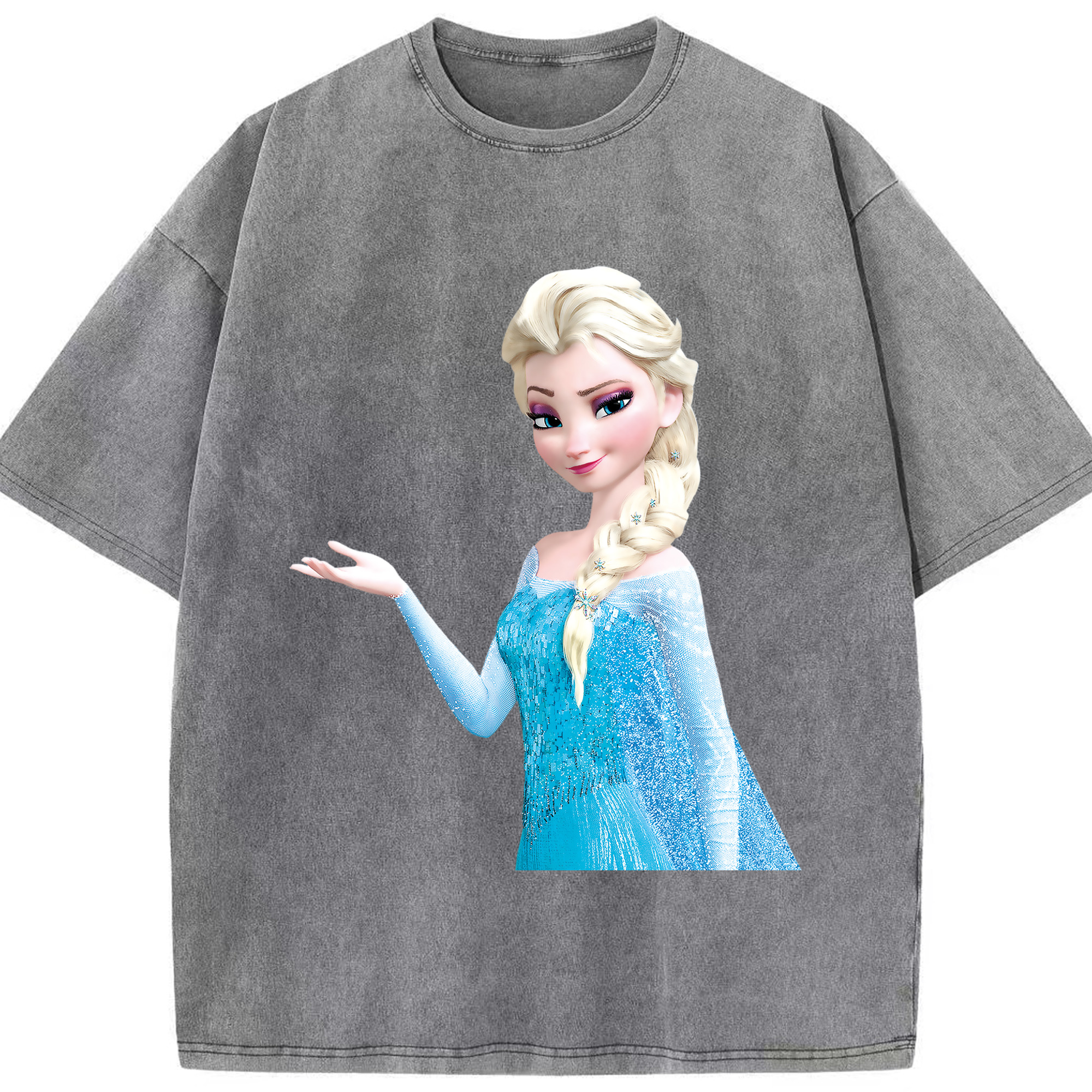 （画像用） アナと雪の女王 アンナ エルサ Frozen Anna Elsa 綿100% ヴィンテージ風 半袖Tシャツ（フロントプリント）