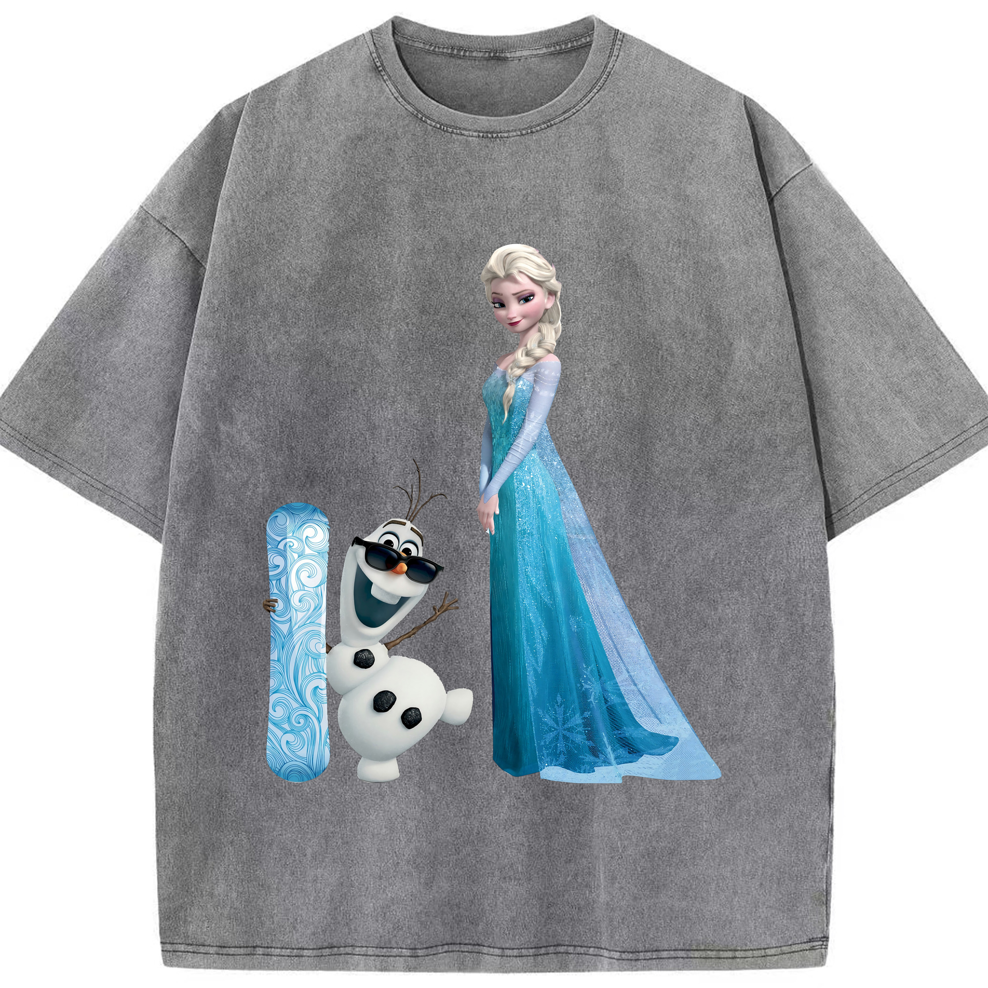 （画像用） アナと雪の女王 アンナ エルサ Frozen Anna Elsa 綿100% ヴィンテージ風 半袖Tシャツ（フロントプリント）