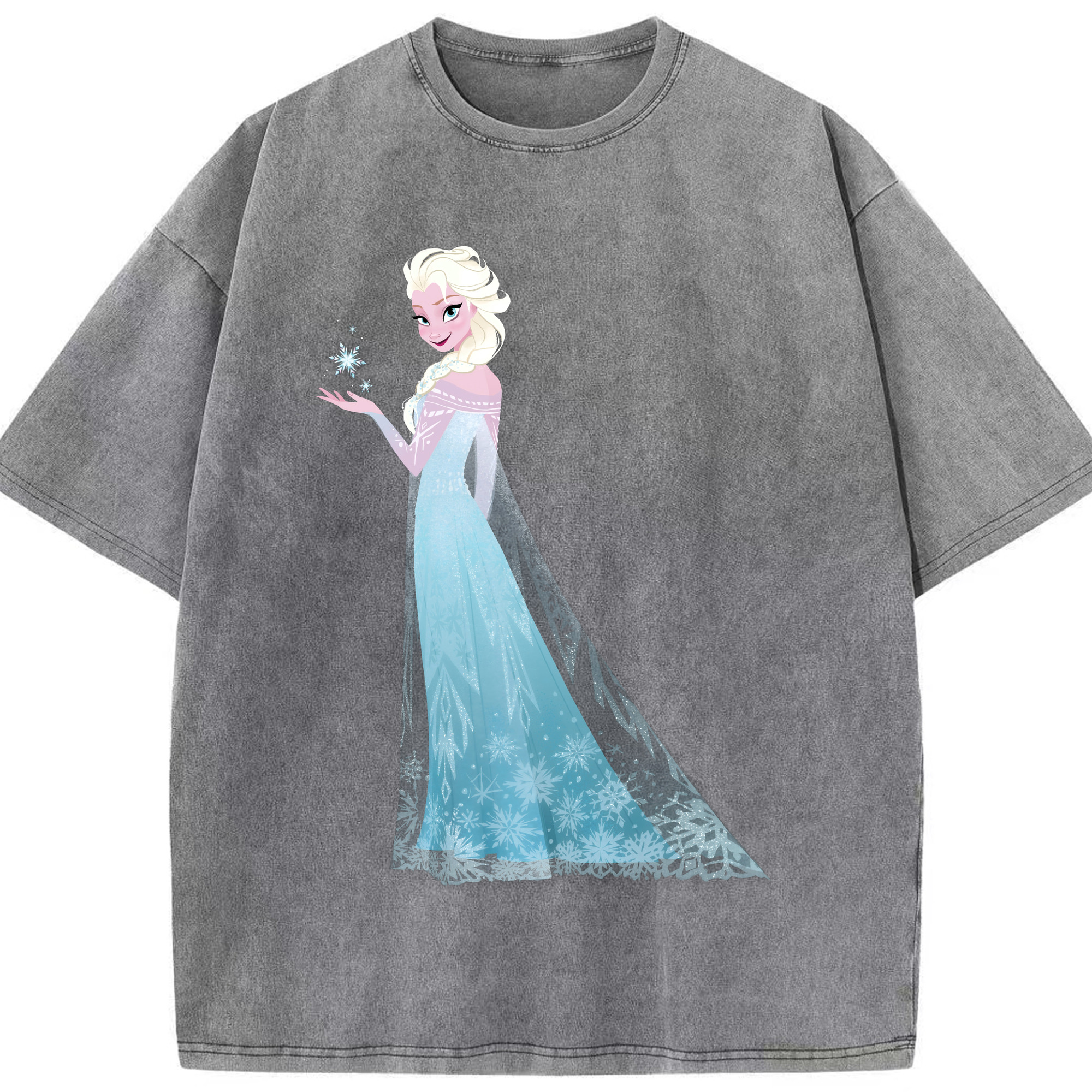 （画像用） アナと雪の女王 アンナ エルサ Frozen Anna Elsa 綿100% ヴィンテージ風 半袖Tシャツ（フロントプリント）