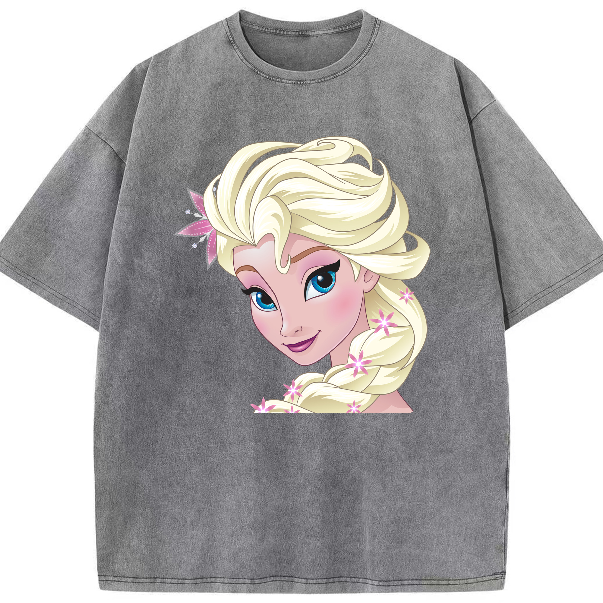 （画像用） アナと雪の女王 アンナ エルサ Frozen Anna Elsa 綿100% ヴィンテージ風 半袖Tシャツ（フロントプリント）