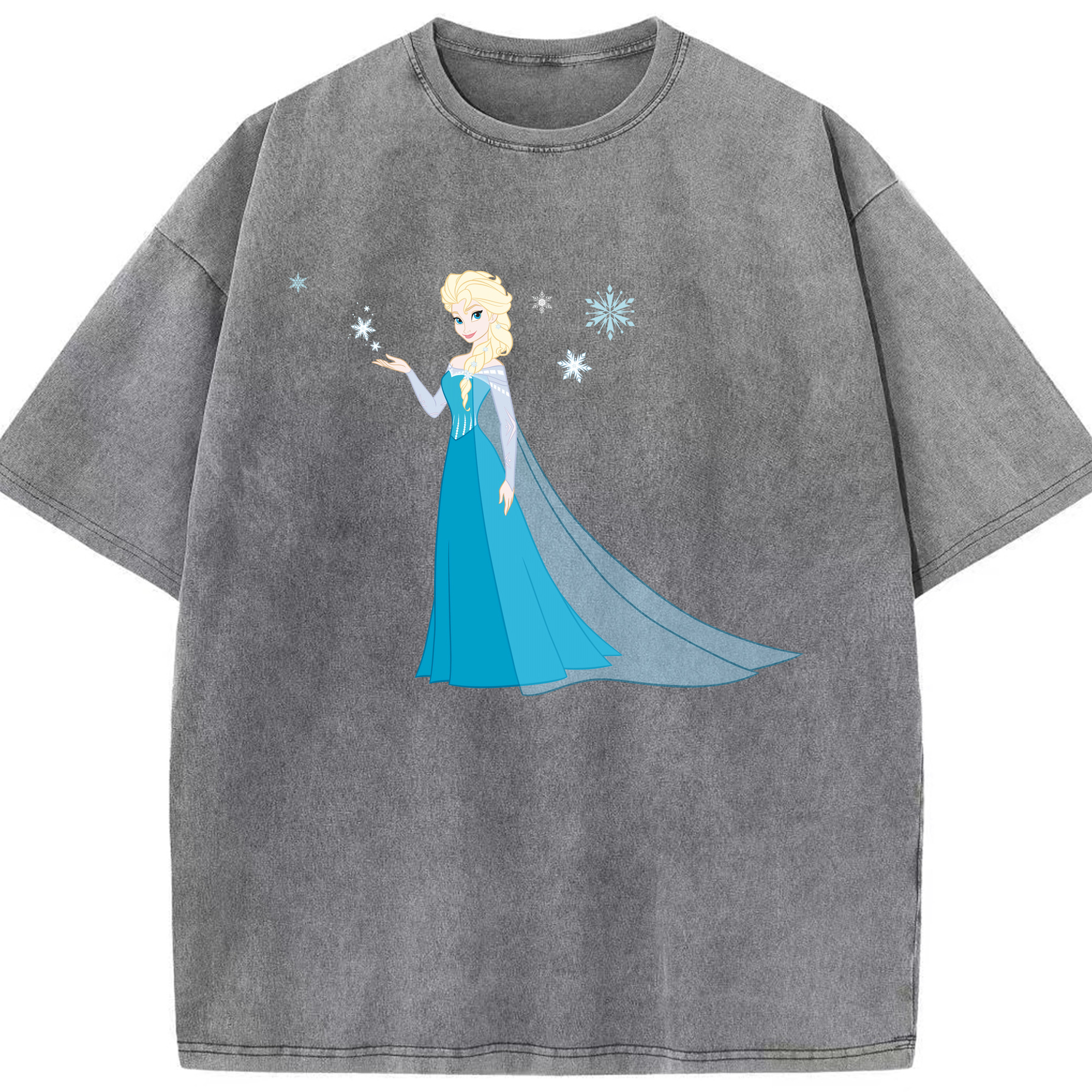 （画像用） アナと雪の女王 アンナ エルサ Frozen Anna Elsa 綿100% ヴィンテージ風 半袖Tシャツ（フロントプリント）