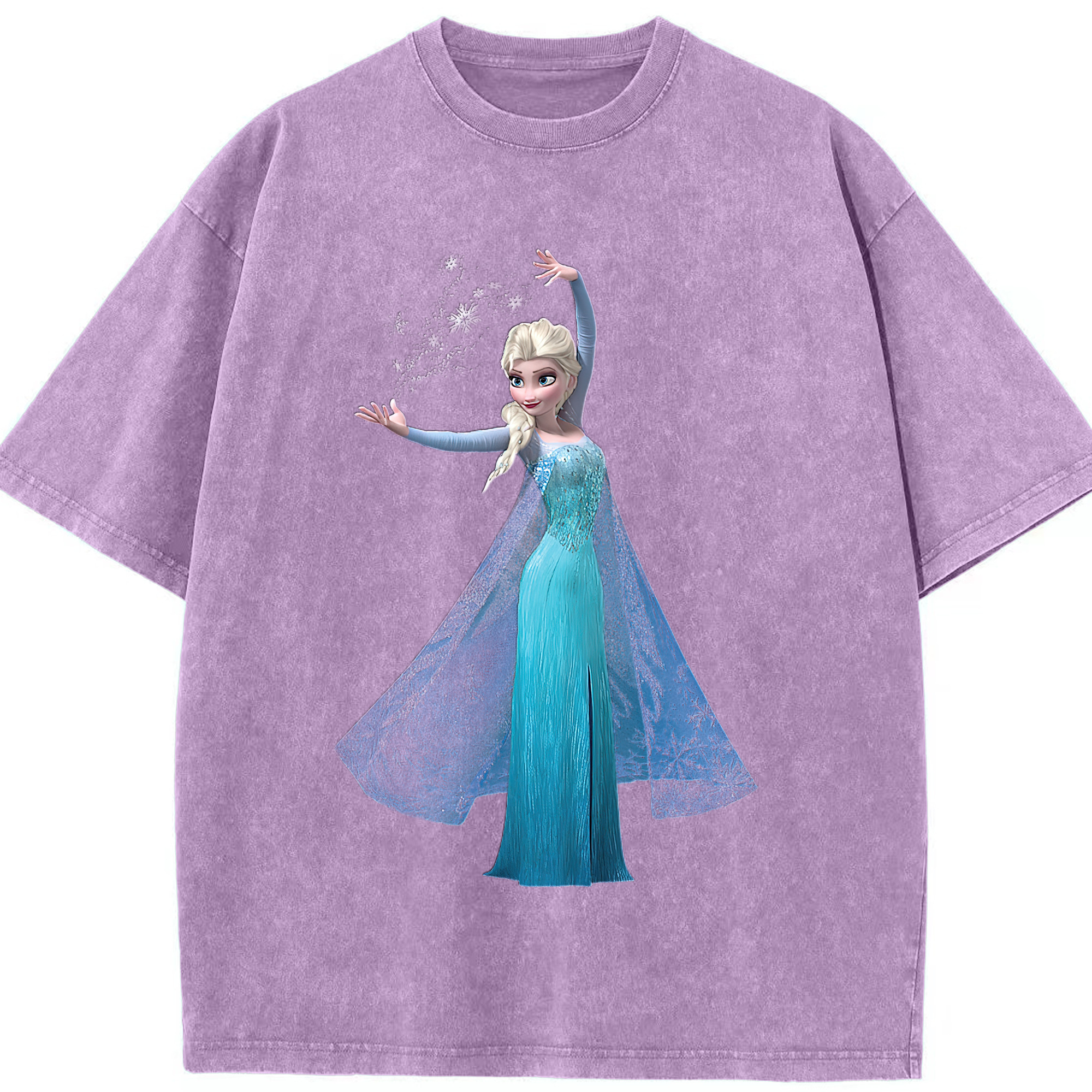 （画像用） アナと雪の女王 アンナ エルサ Frozen Anna Elsa 綿100% ヴィンテージ風 半袖Tシャツ（フロントプリント）