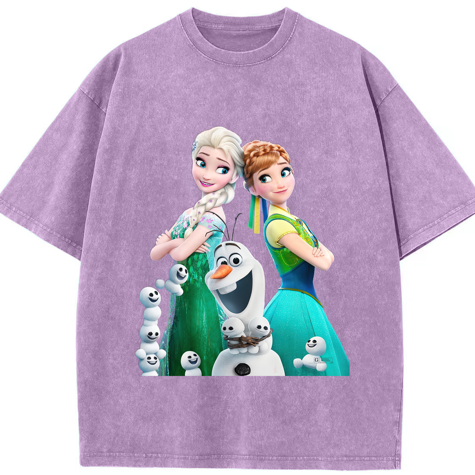 （画像用） アナと雪の女王 アンナ エルサ Frozen Anna Elsa 綿100% ヴィンテージ風 半袖Tシャツ（フロントプリント）