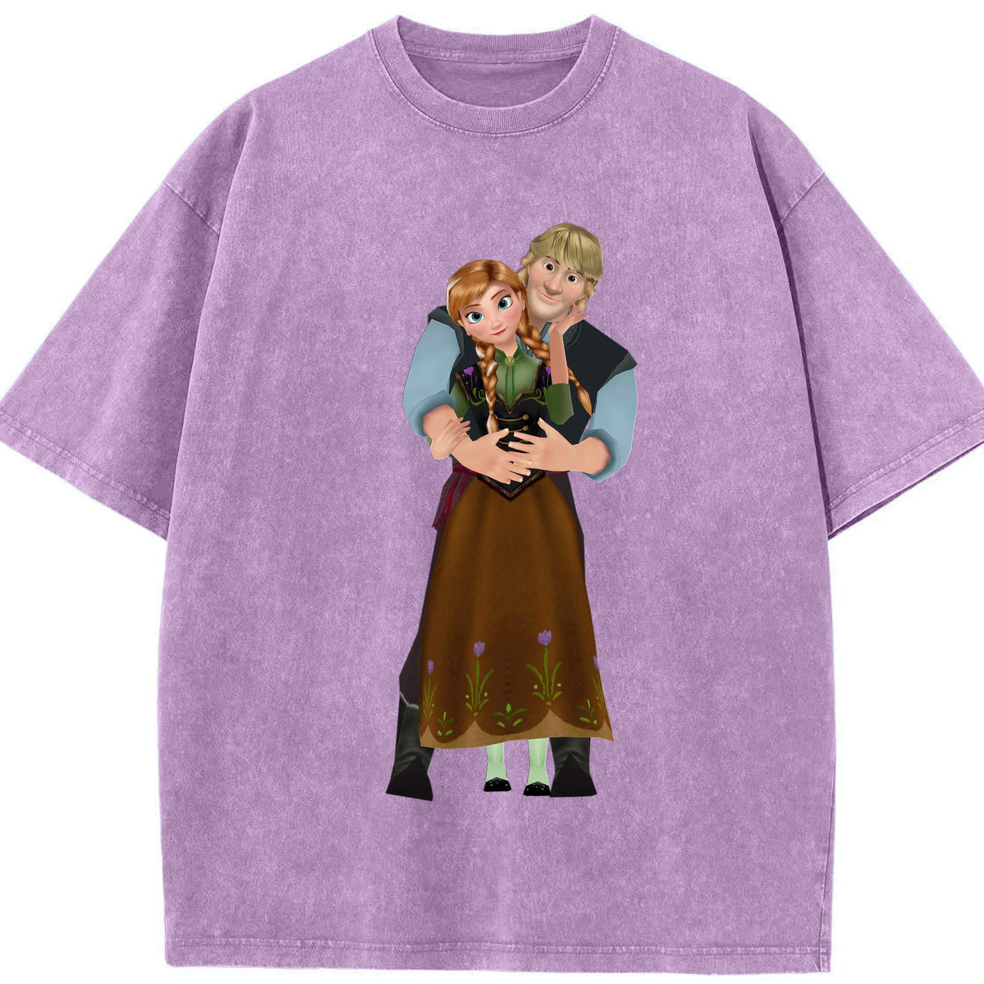（画像用） アナと雪の女王 アンナ エルサ Frozen Anna Elsa 綿100% ヴィンテージ風 半袖Tシャツ（フロントプリント）