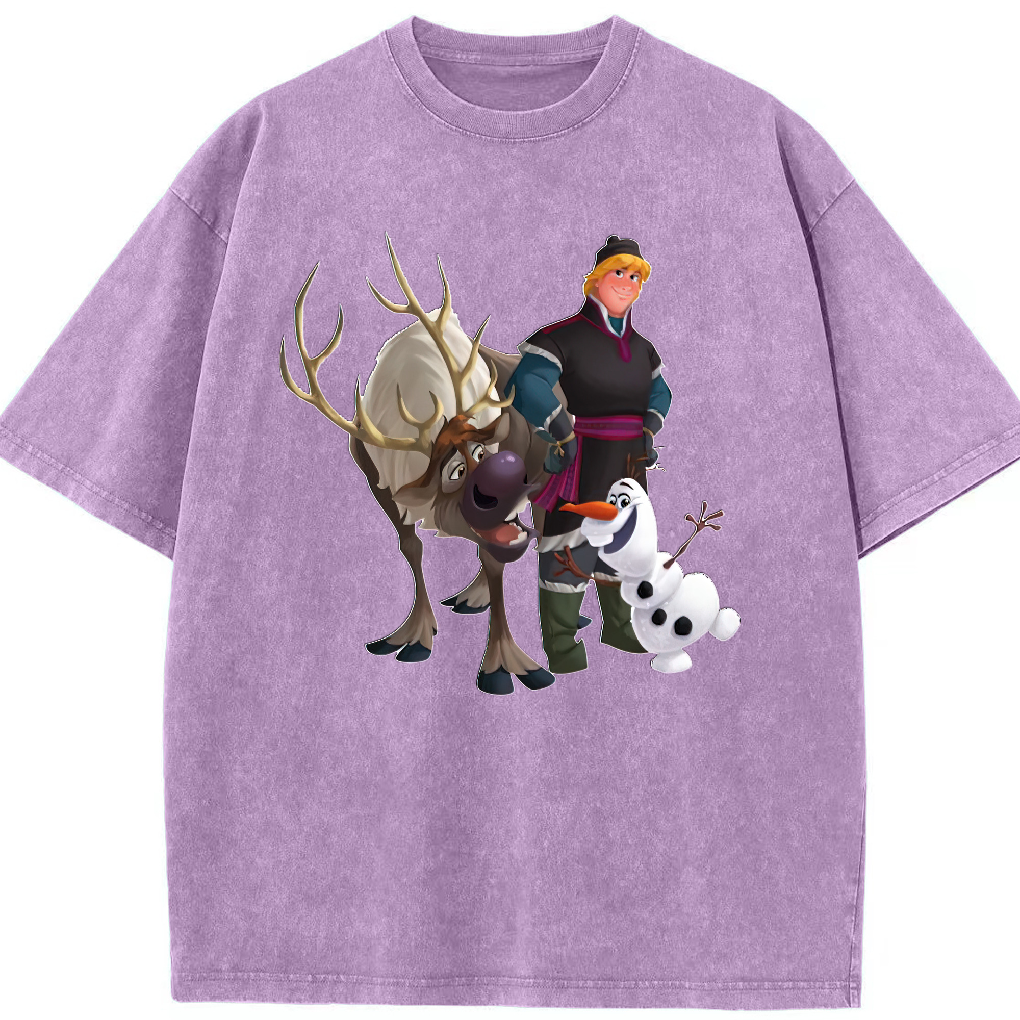 （画像用） アナと雪の女王 アンナ エルサ Frozen Anna Elsa 綿100% ヴィンテージ風 半袖Tシャツ（フロントプリント）