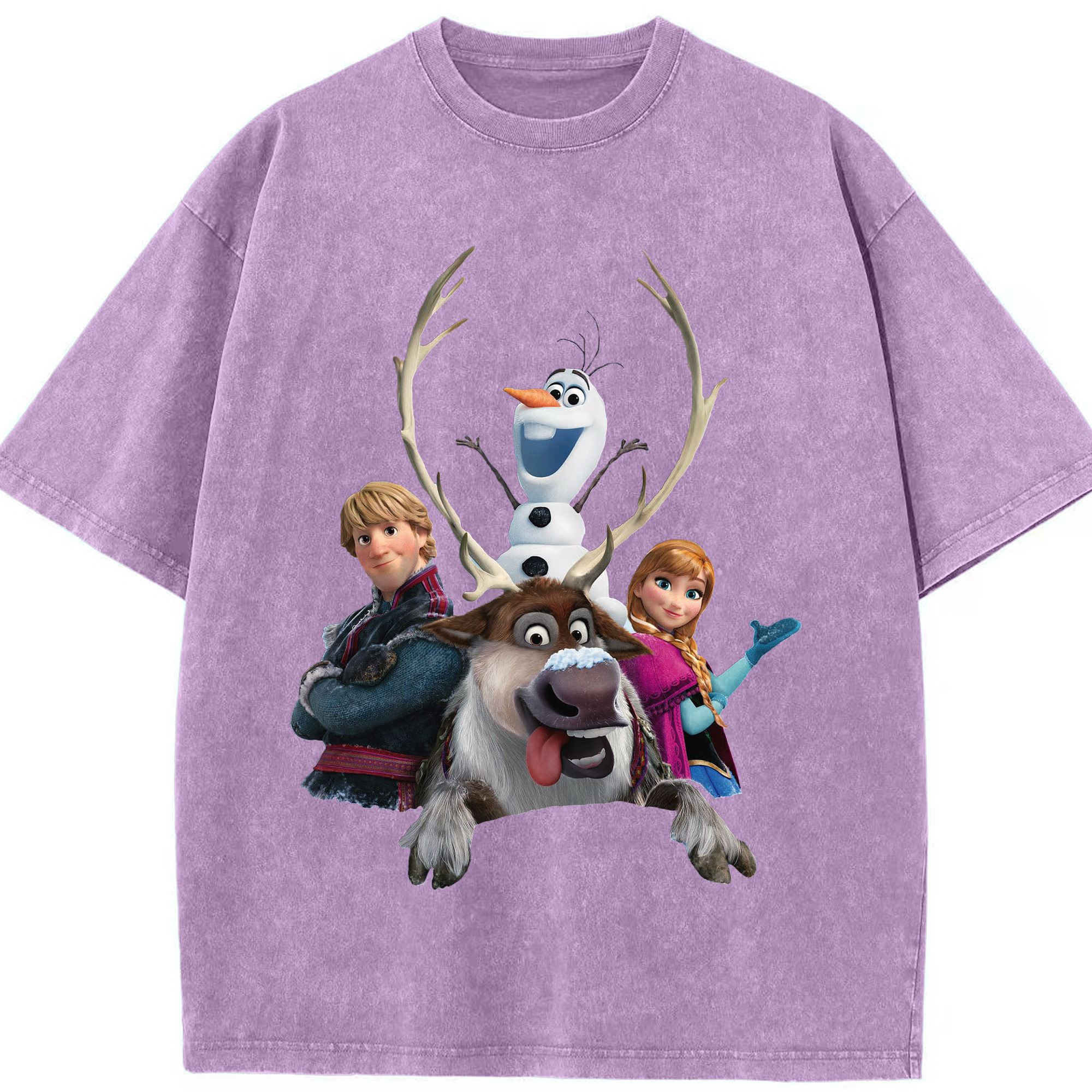 （画像用） アナと雪の女王 アンナ エルサ Frozen Anna Elsa 綿100% ヴィンテージ風 半袖Tシャツ（フロントプリント）