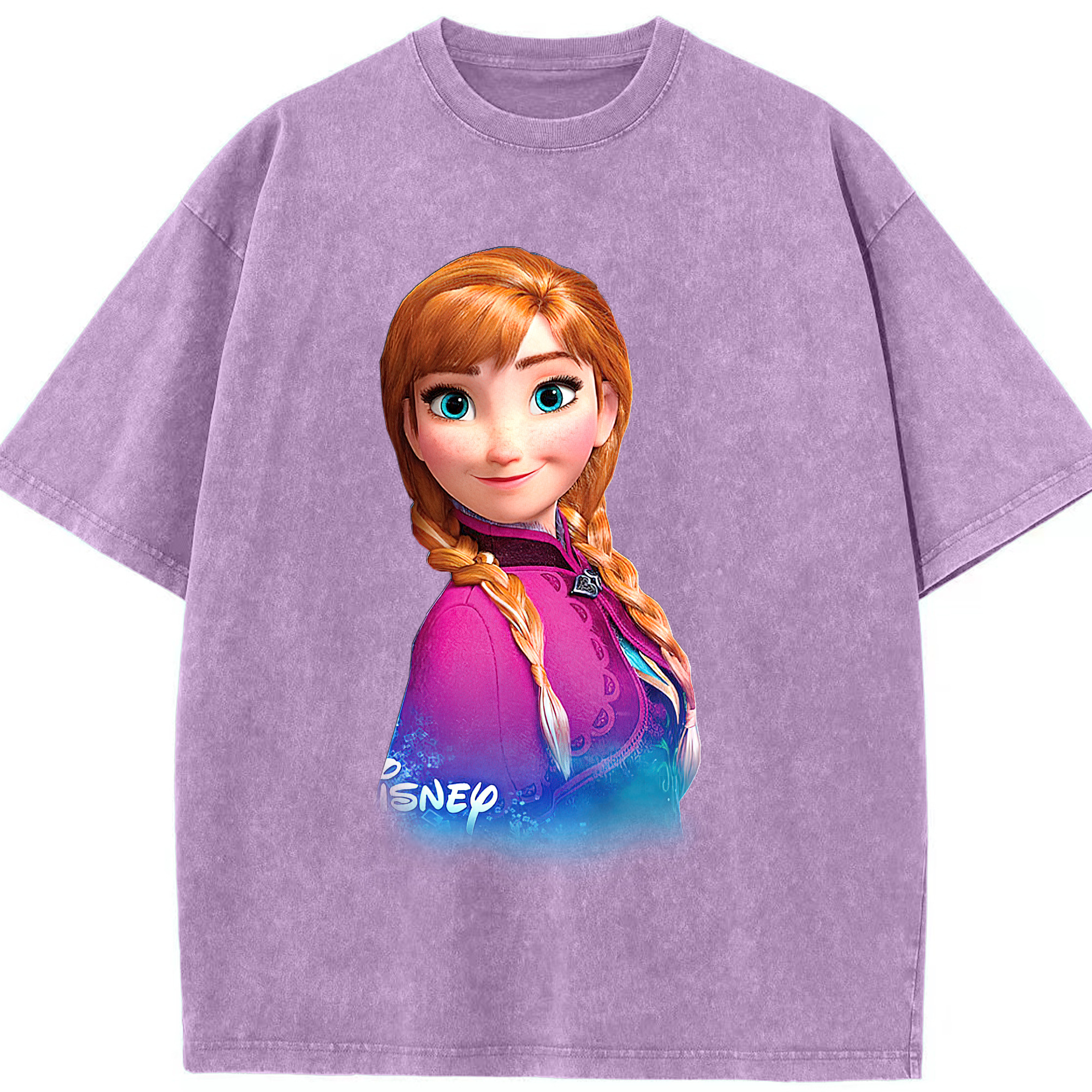 （画像用） アナと雪の女王 アンナ エルサ Frozen Anna Elsa 綿100% ヴィンテージ風 半袖Tシャツ（フロントプリント）