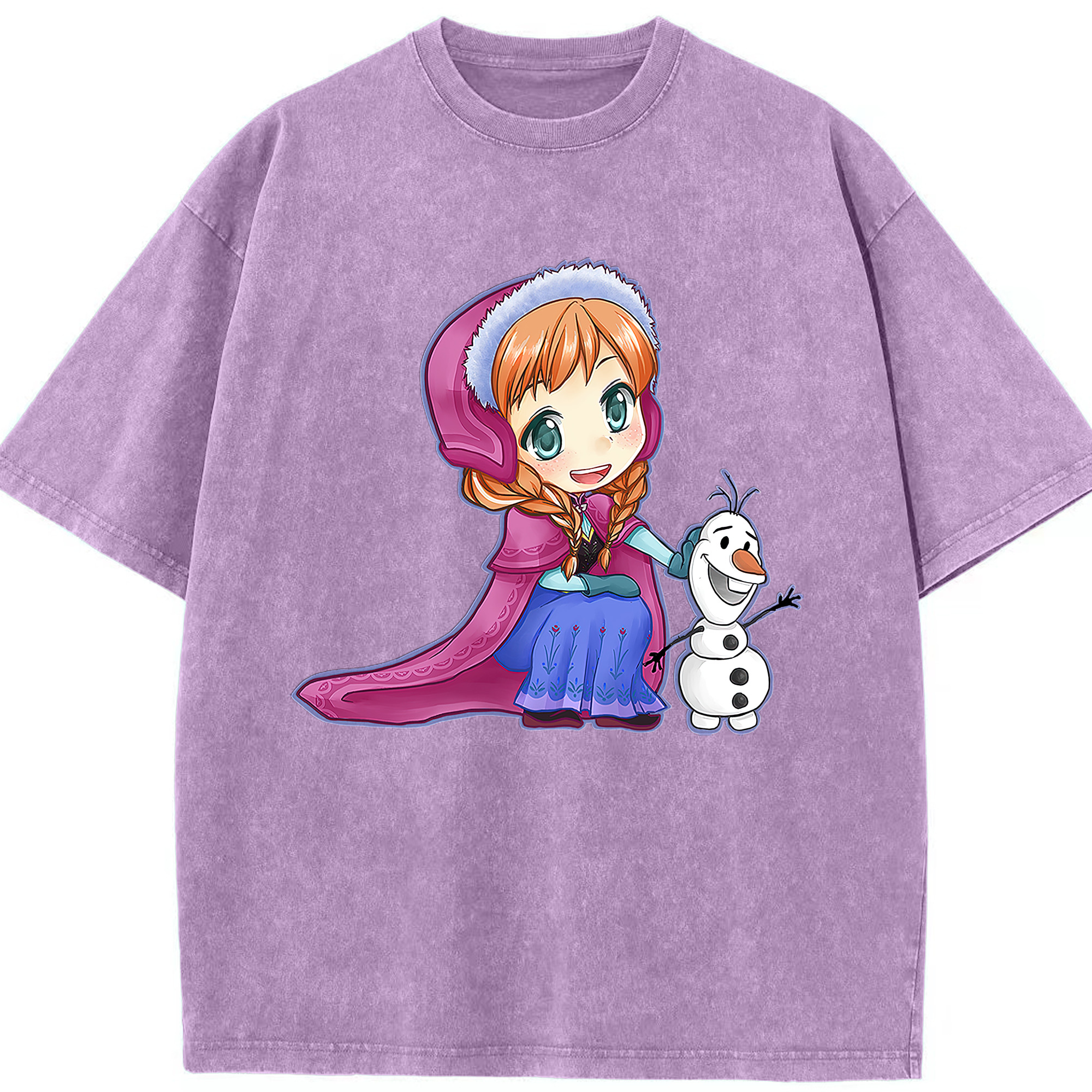 （画像用） アナと雪の女王 アンナ エルサ Frozen Anna Elsa 綿100% ヴィンテージ風 半袖Tシャツ（フロントプリント）