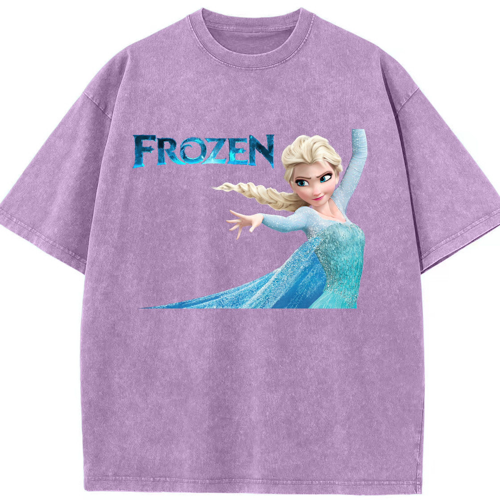 （画像用） アナと雪の女王 アンナ エルサ Frozen Anna Elsa 綿100% ヴィンテージ風 半袖Tシャツ（フロントプリント）