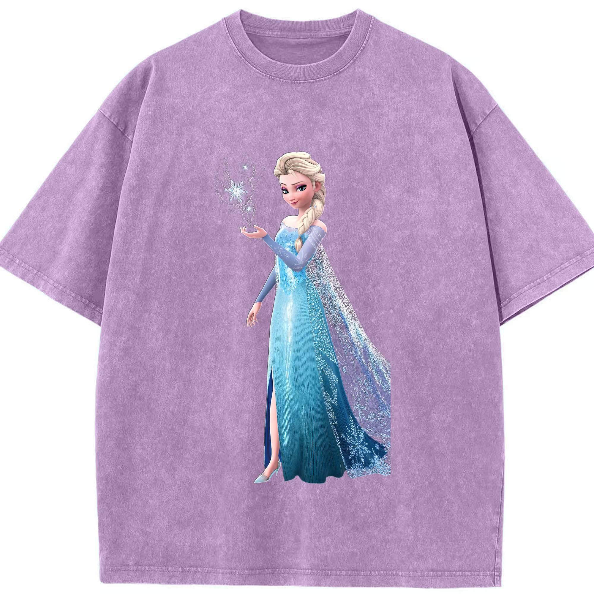 （画像用） アナと雪の女王 アンナ エルサ Frozen Anna Elsa 綿100% ヴィンテージ風 半袖Tシャツ（フロントプリント）