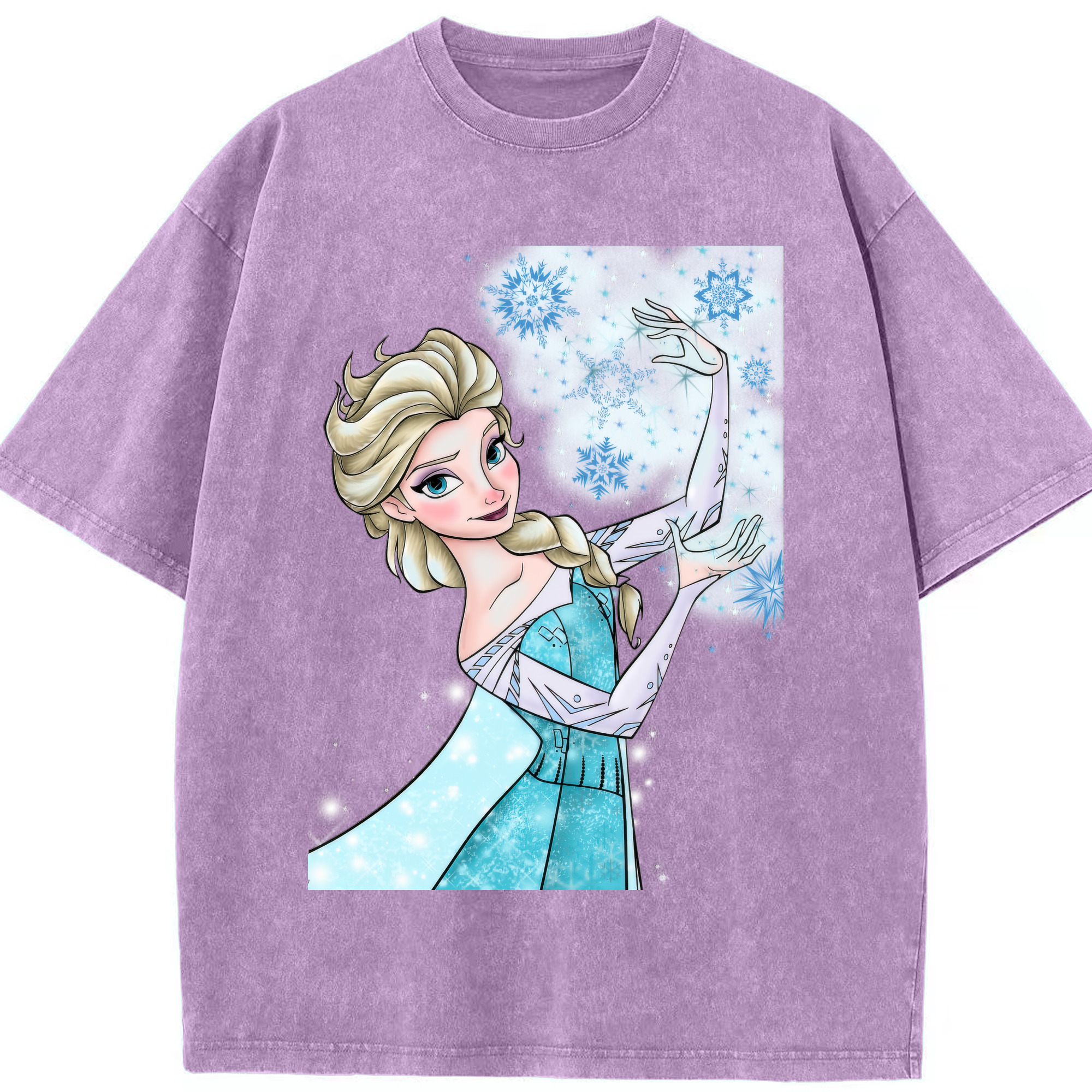 （画像用） アナと雪の女王 アンナ エルサ Frozen Anna Elsa 綿100% ヴィンテージ風 半袖Tシャツ（フロントプリント）