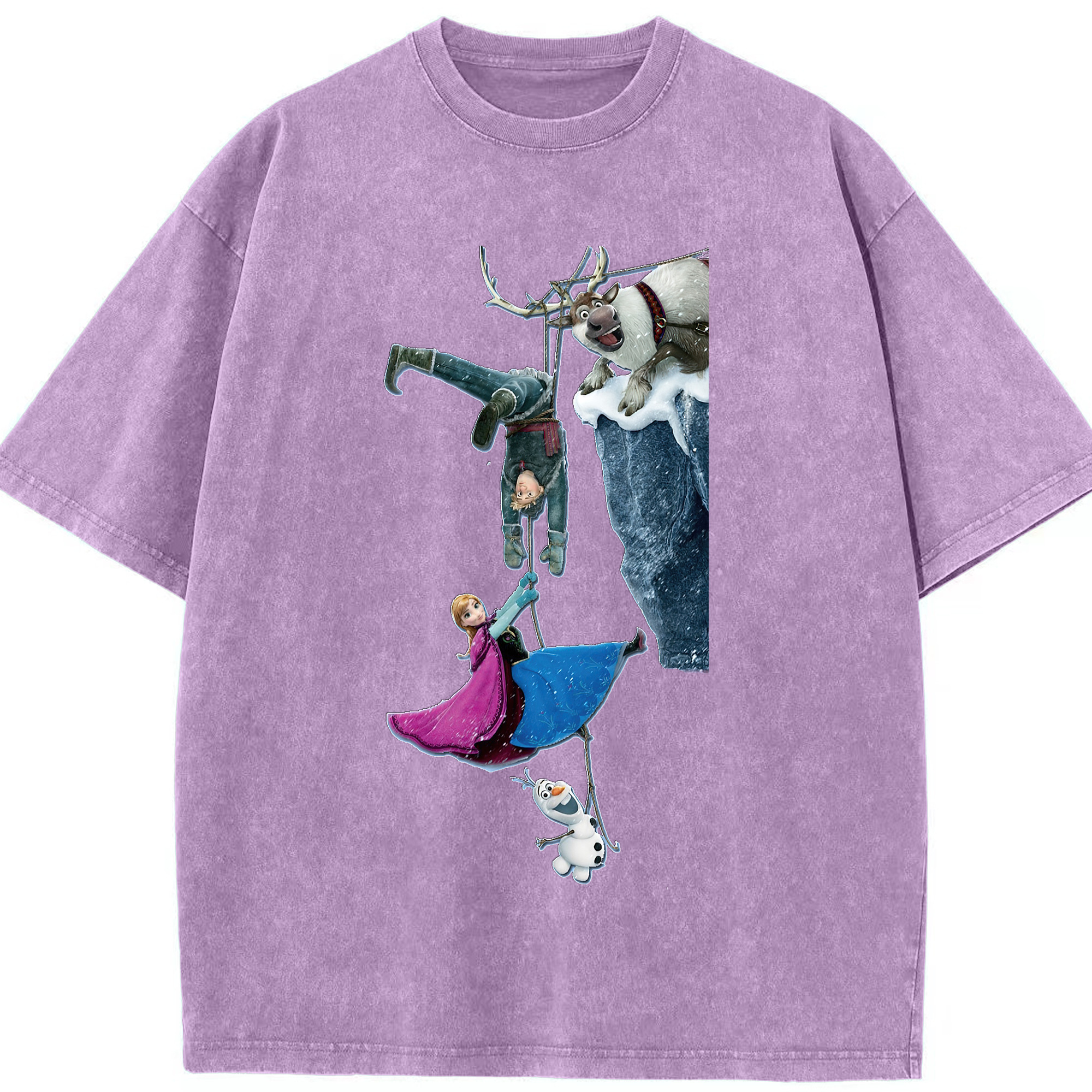 （画像用） アナと雪の女王 アンナ エルサ Frozen Anna Elsa 綿100% ヴィンテージ風 半袖Tシャツ（フロントプリント）