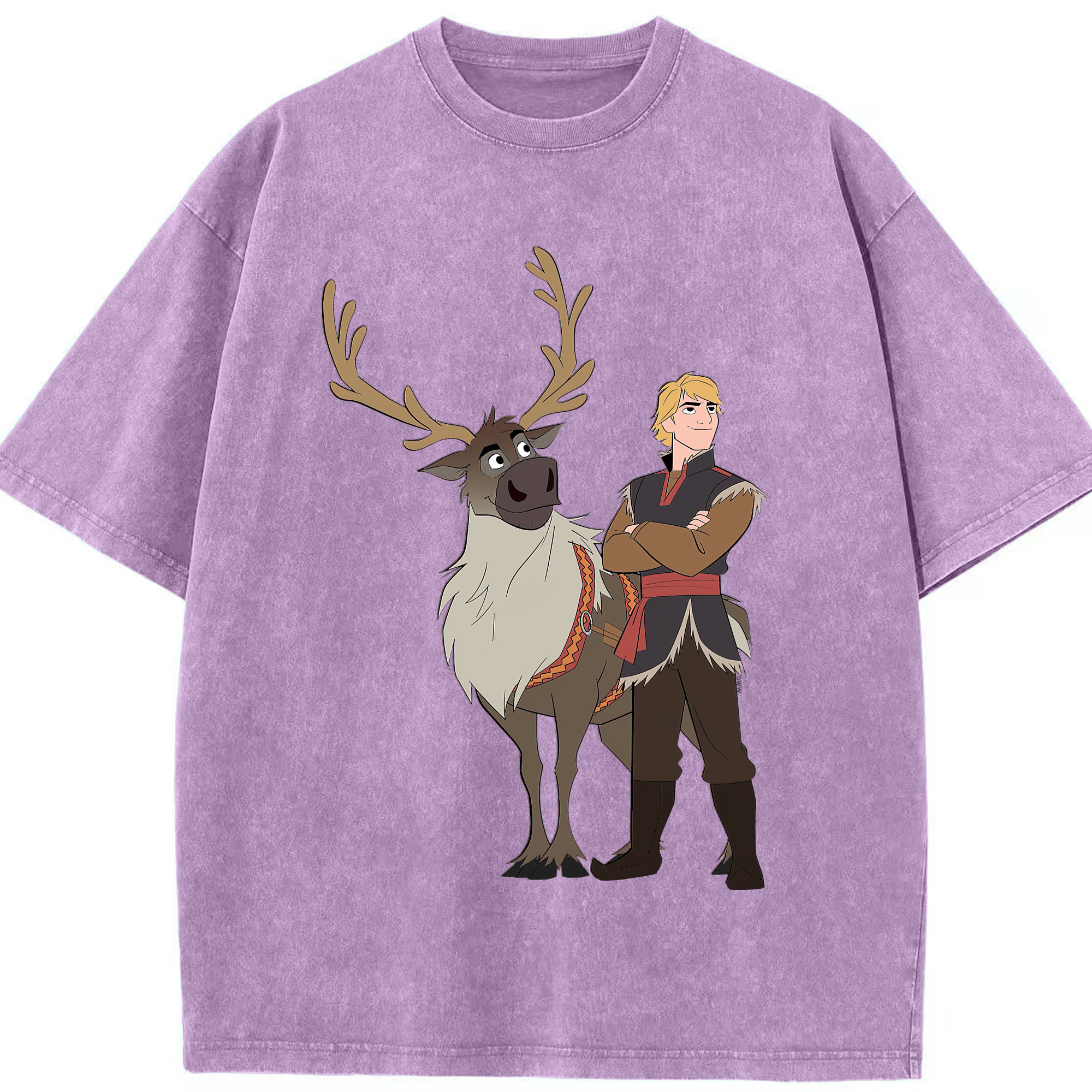 （画像用） アナと雪の女王 アンナ エルサ Frozen Anna Elsa 綿100% ヴィンテージ風 半袖Tシャツ（フロントプリント）