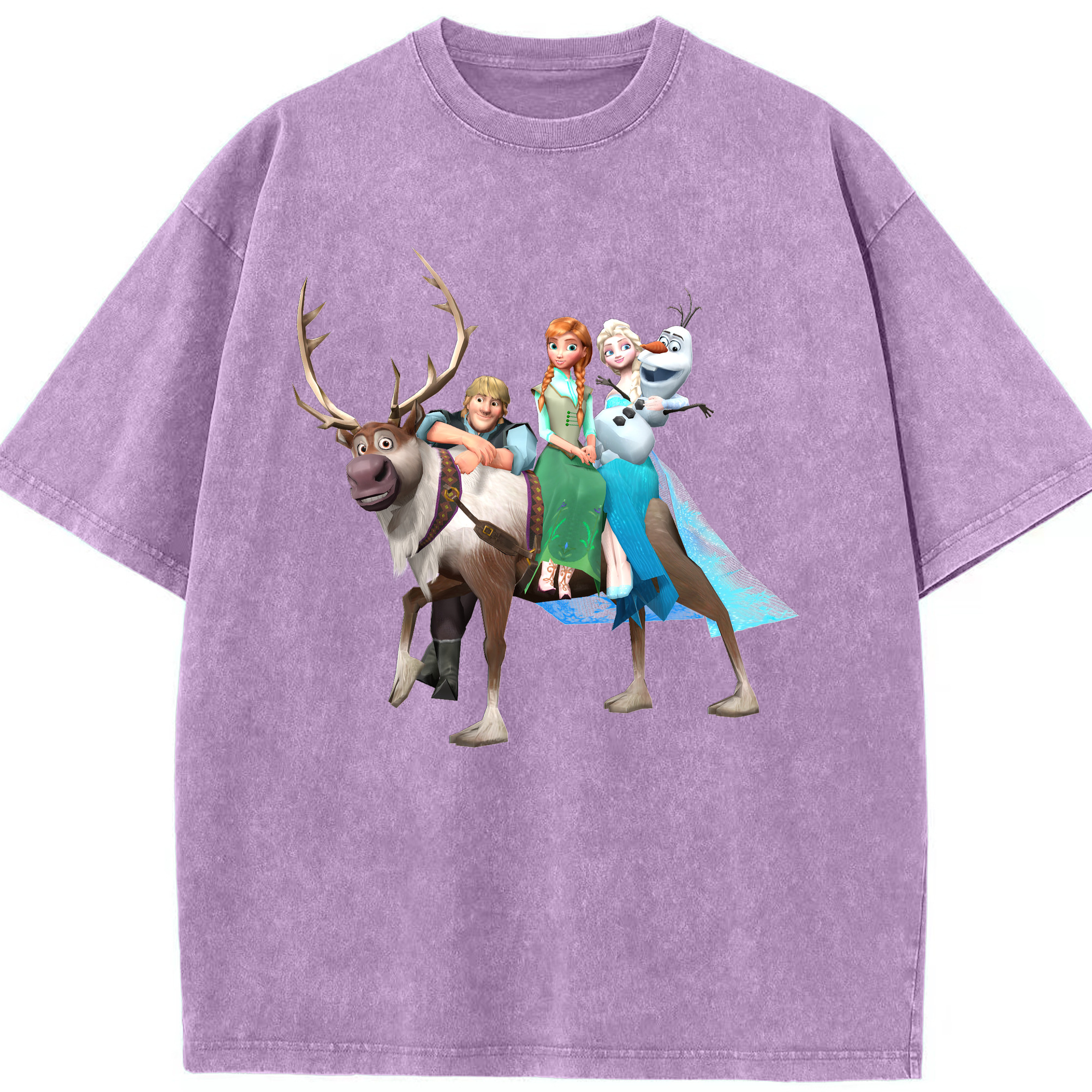 （画像用） アナと雪の女王 アンナ エルサ Frozen Anna Elsa 綿100% ヴィンテージ風 半袖Tシャツ（フロントプリント）