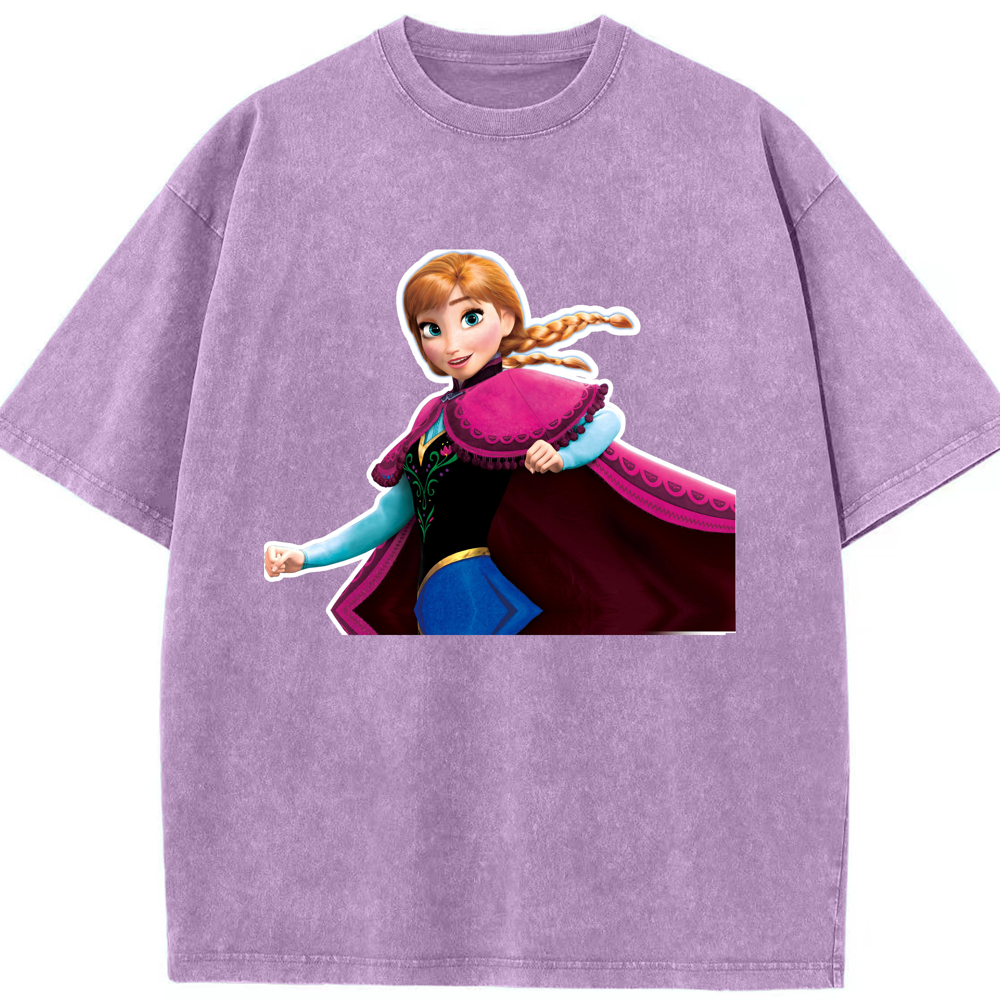 （画像用） アナと雪の女王 アンナ エルサ Frozen Anna Elsa 綿100% ヴィンテージ風 半袖Tシャツ（フロントプリント）