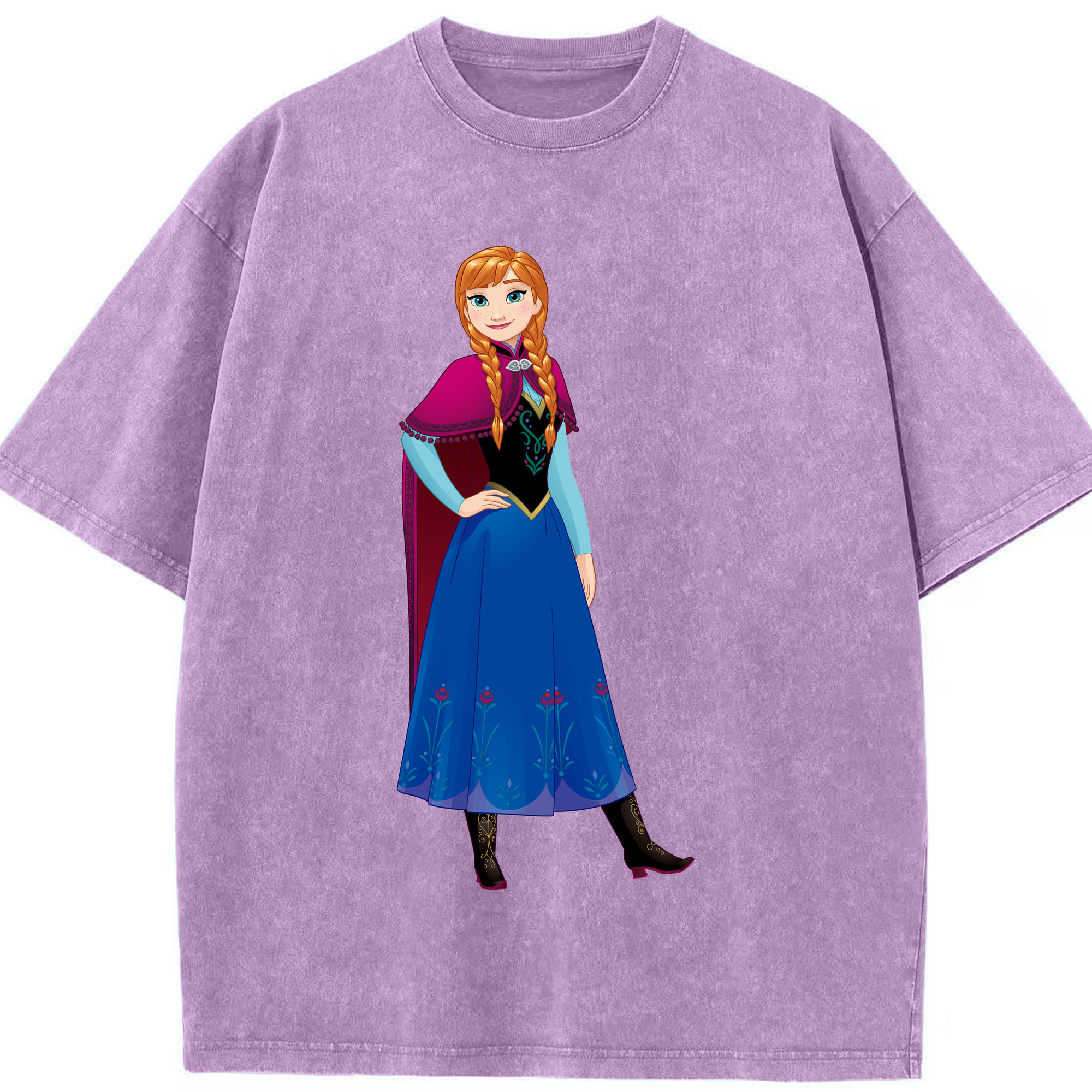 （画像用） アナと雪の女王 アンナ エルサ Frozen Anna Elsa 綿100% ヴィンテージ風 半袖Tシャツ（フロントプリント）