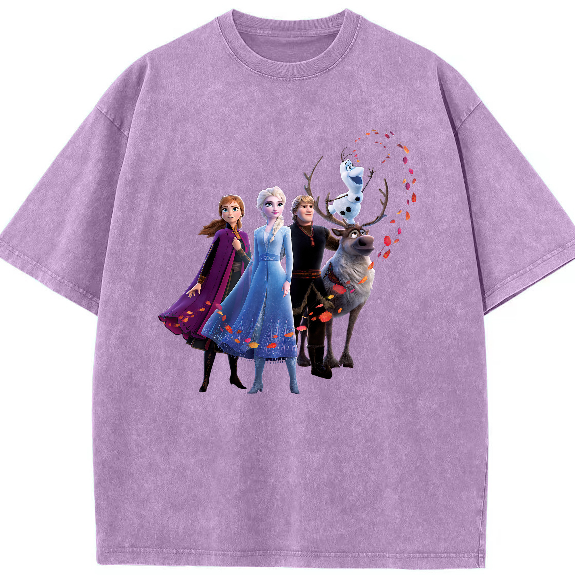 （画像用） アナと雪の女王 アンナ エルサ Frozen Anna Elsa 綿100% ヴィンテージ風 半袖Tシャツ（フロントプリント）