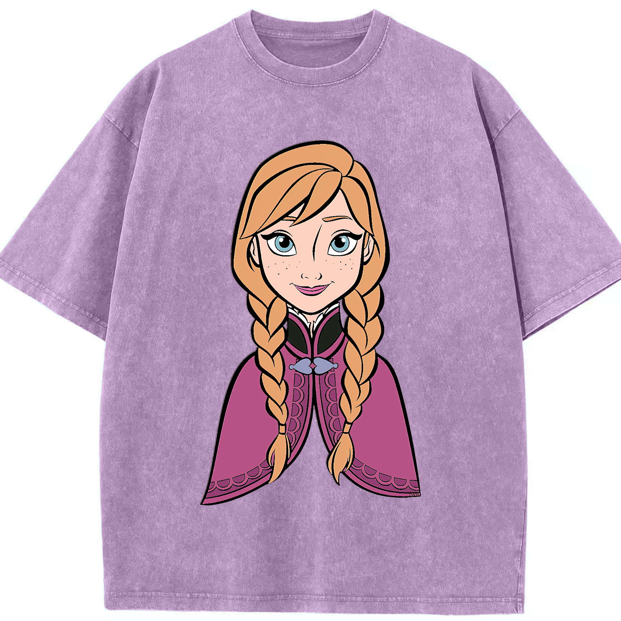 （画像用） アナと雪の女王 アンナ エルサ Frozen Anna Elsa 綿100% ヴィンテージ風 半袖Tシャツ（フロントプリント）
