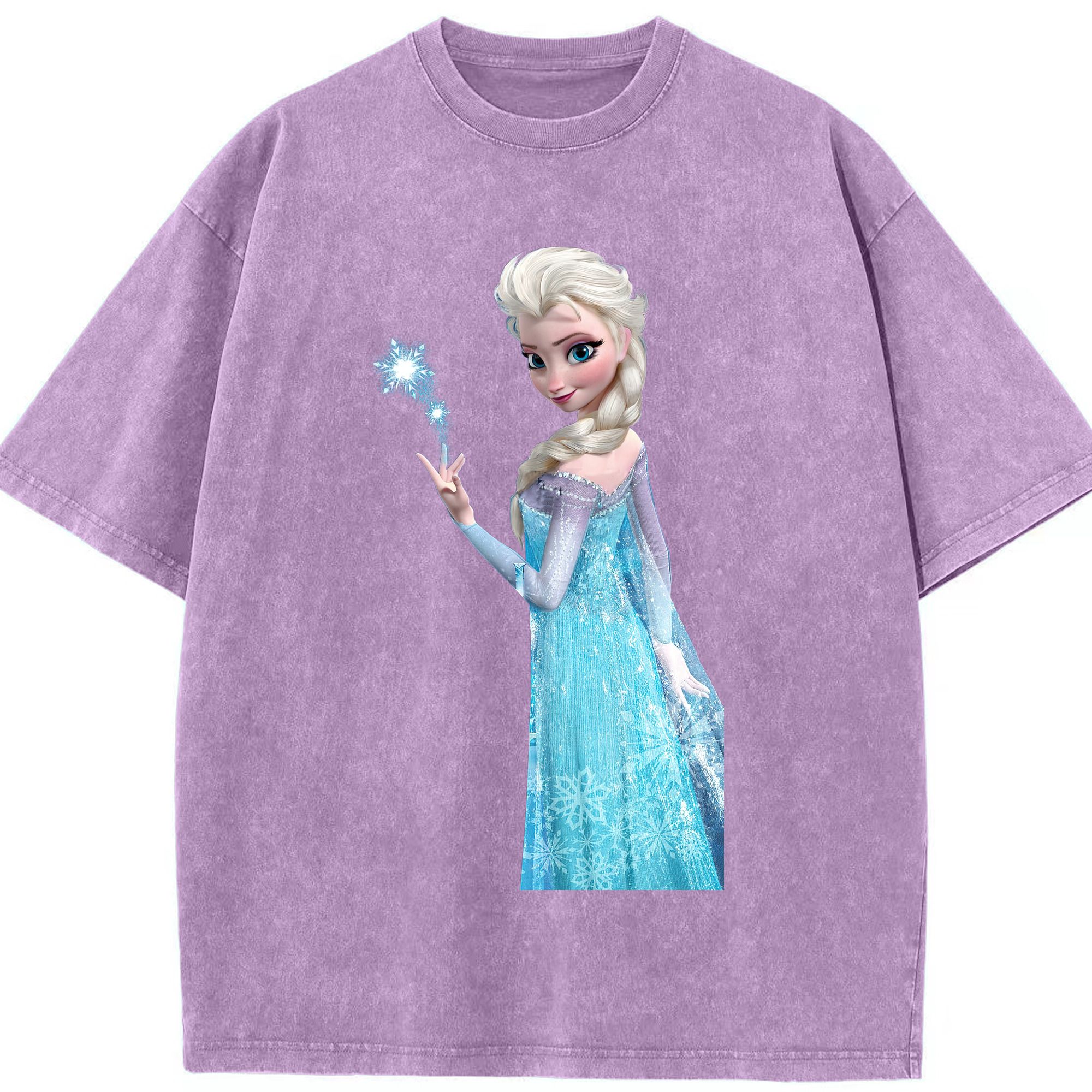 （画像用） アナと雪の女王 アンナ エルサ Frozen Anna Elsa 綿100% ヴィンテージ風 半袖Tシャツ（フロントプリント）