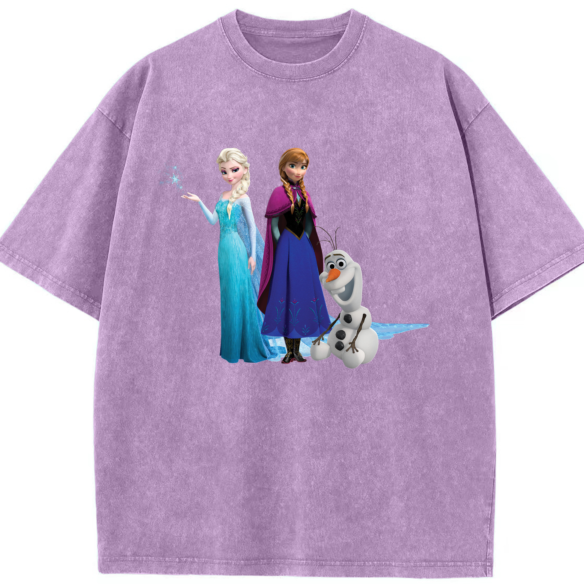 （画像用） アナと雪の女王 アンナ エルサ Frozen Anna Elsa 綿100% ヴィンテージ風 半袖Tシャツ（フロントプリント）