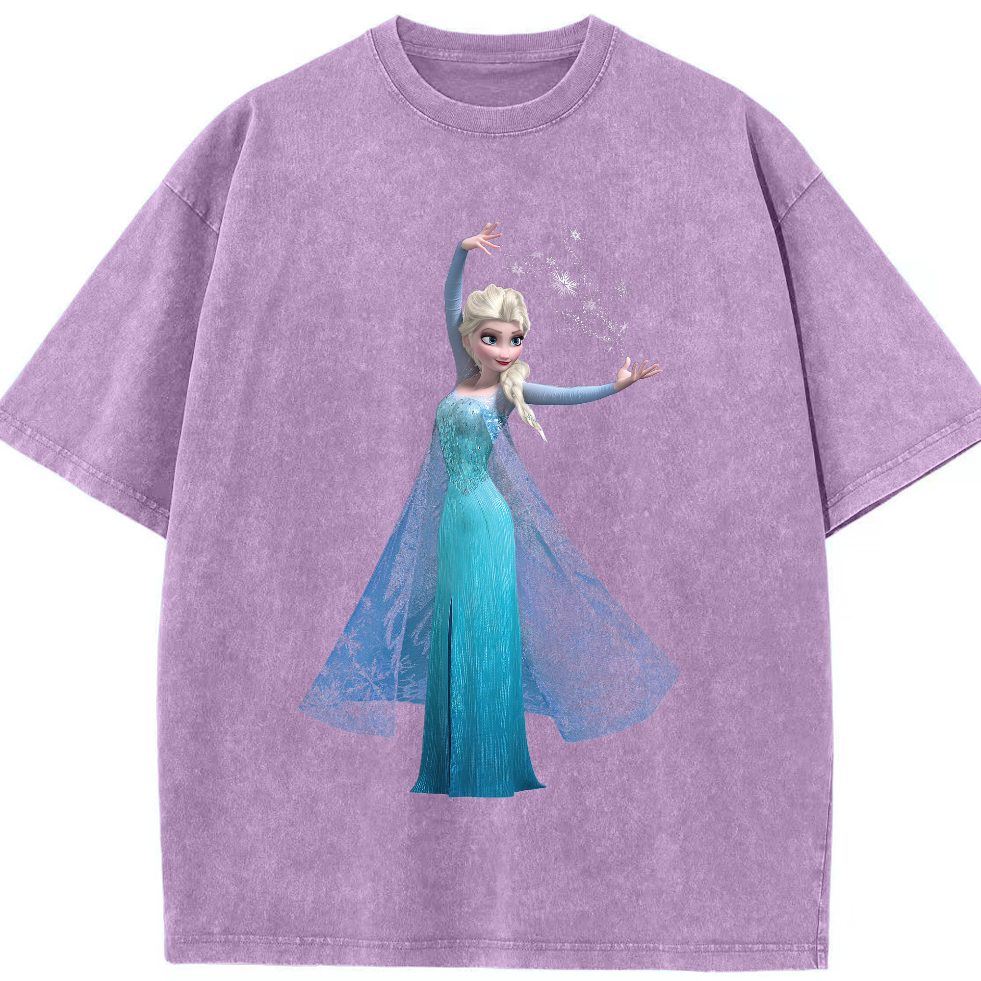 （画像用） アナと雪の女王 アンナ エルサ Frozen Anna Elsa 綿100% ヴィンテージ風 半袖Tシャツ（フロントプリント）