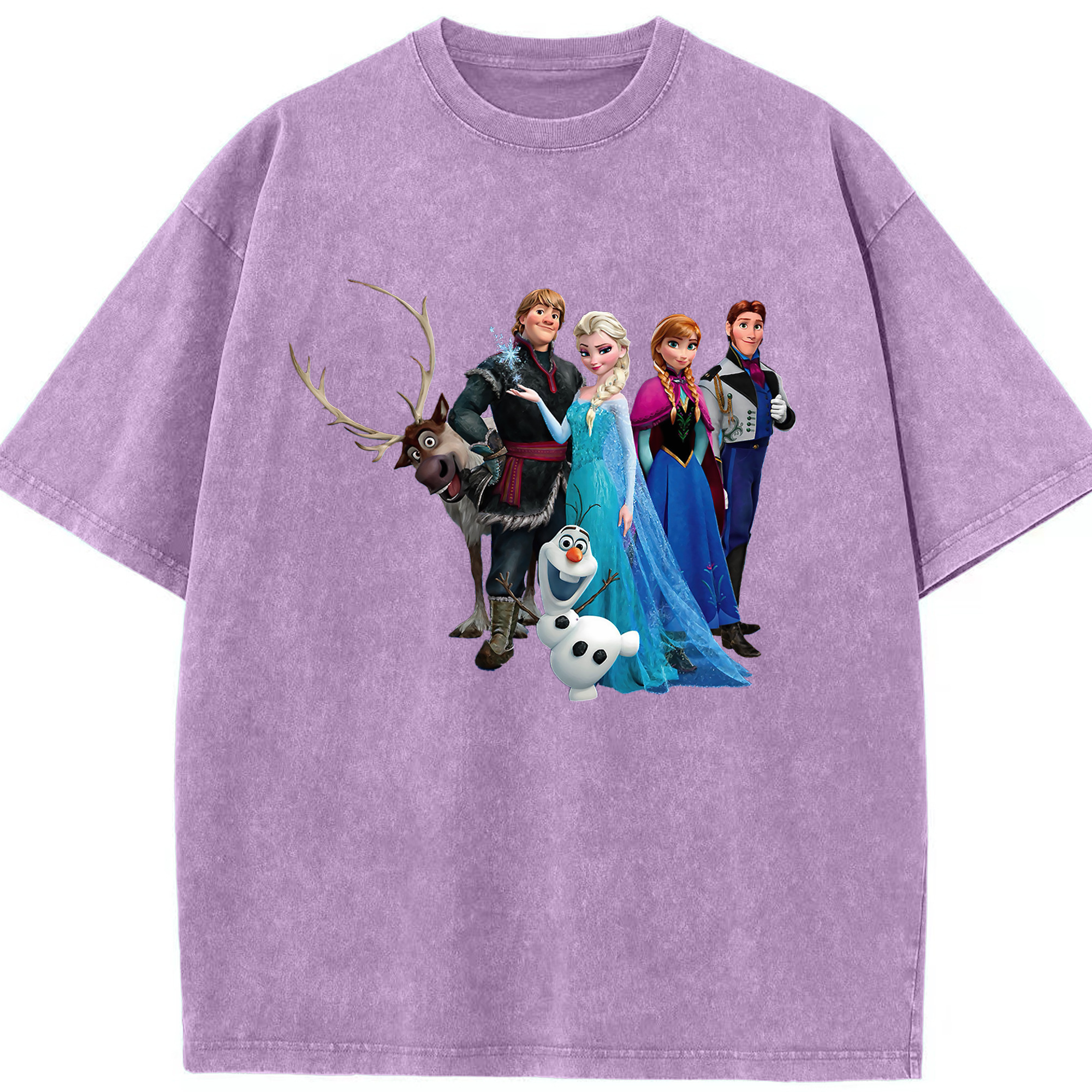 （画像用） アナと雪の女王 アンナ エルサ Frozen Anna Elsa 綿100% ヴィンテージ風 半袖Tシャツ（フロントプリント）