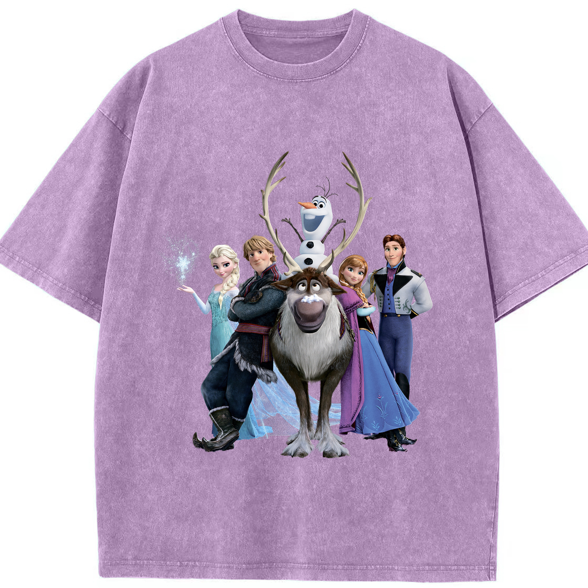 （画像用） アナと雪の女王 アンナ エルサ Frozen Anna Elsa 綿100% ヴィンテージ風 半袖Tシャツ（フロントプリント）