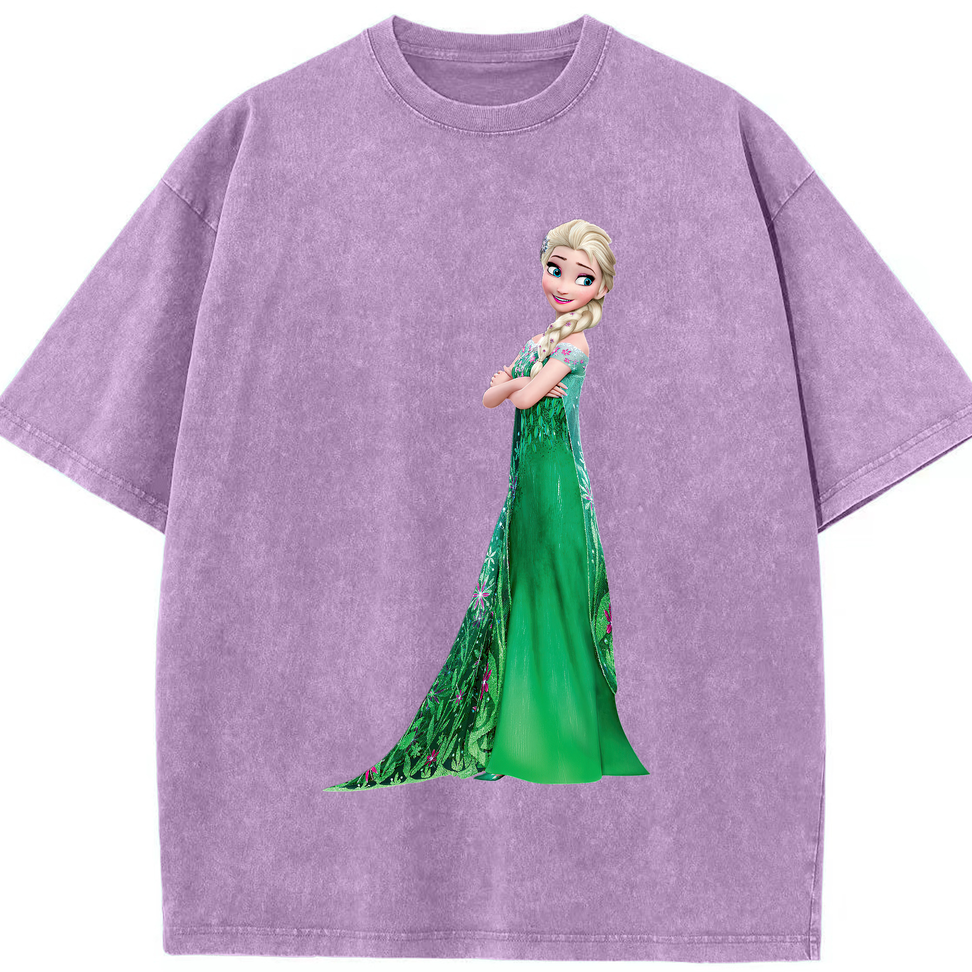 （画像用） アナと雪の女王 アンナ エルサ Frozen Anna Elsa 綿100% ヴィンテージ風 半袖Tシャツ（フロントプリント）