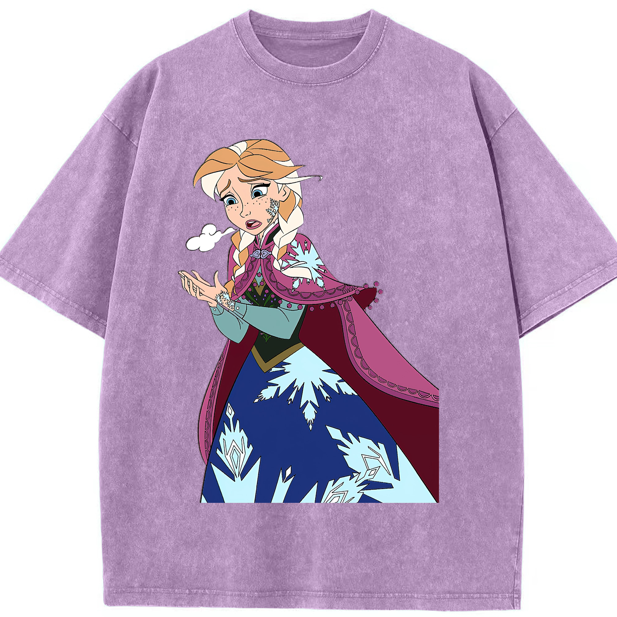 （画像用） アナと雪の女王 アンナ エルサ Frozen Anna Elsa 綿100% ヴィンテージ風 半袖Tシャツ（フロントプリント）