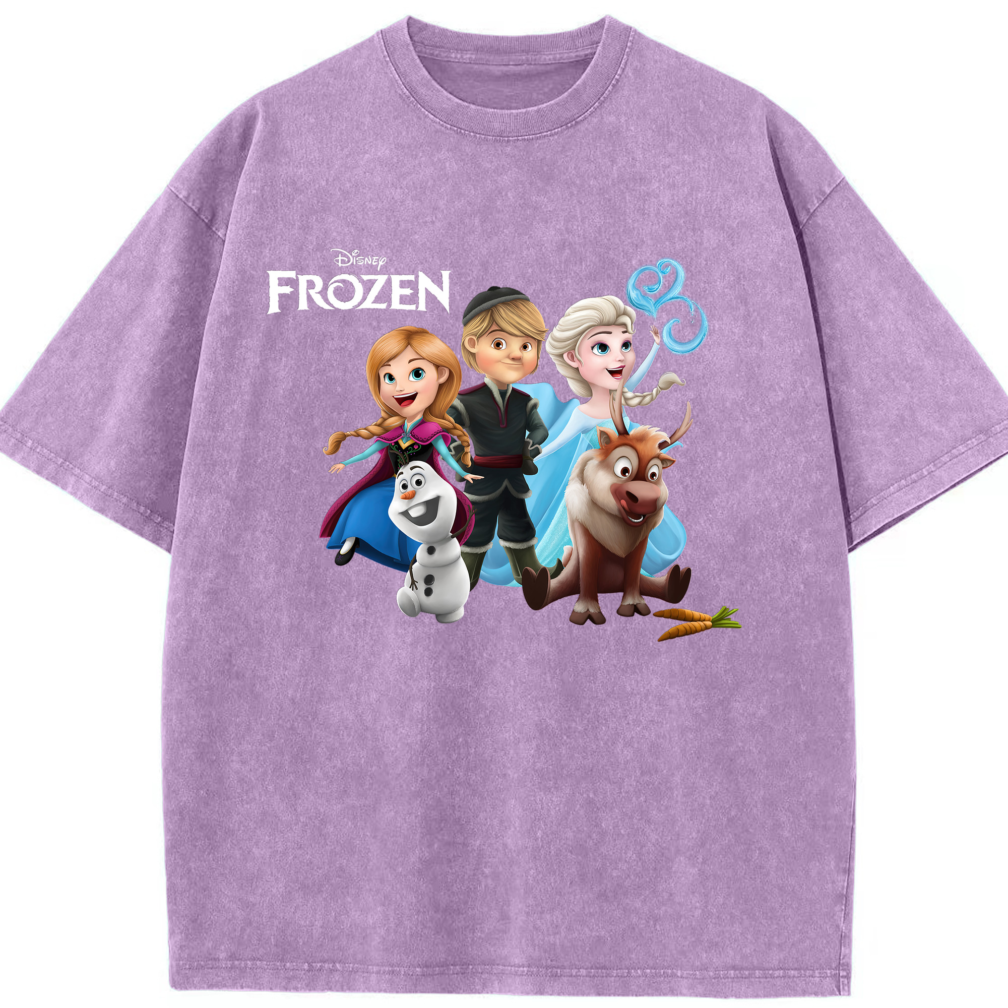 （画像用） アナと雪の女王 アンナ エルサ Frozen Anna Elsa 綿100% ヴィンテージ風 半袖Tシャツ（フロントプリント）