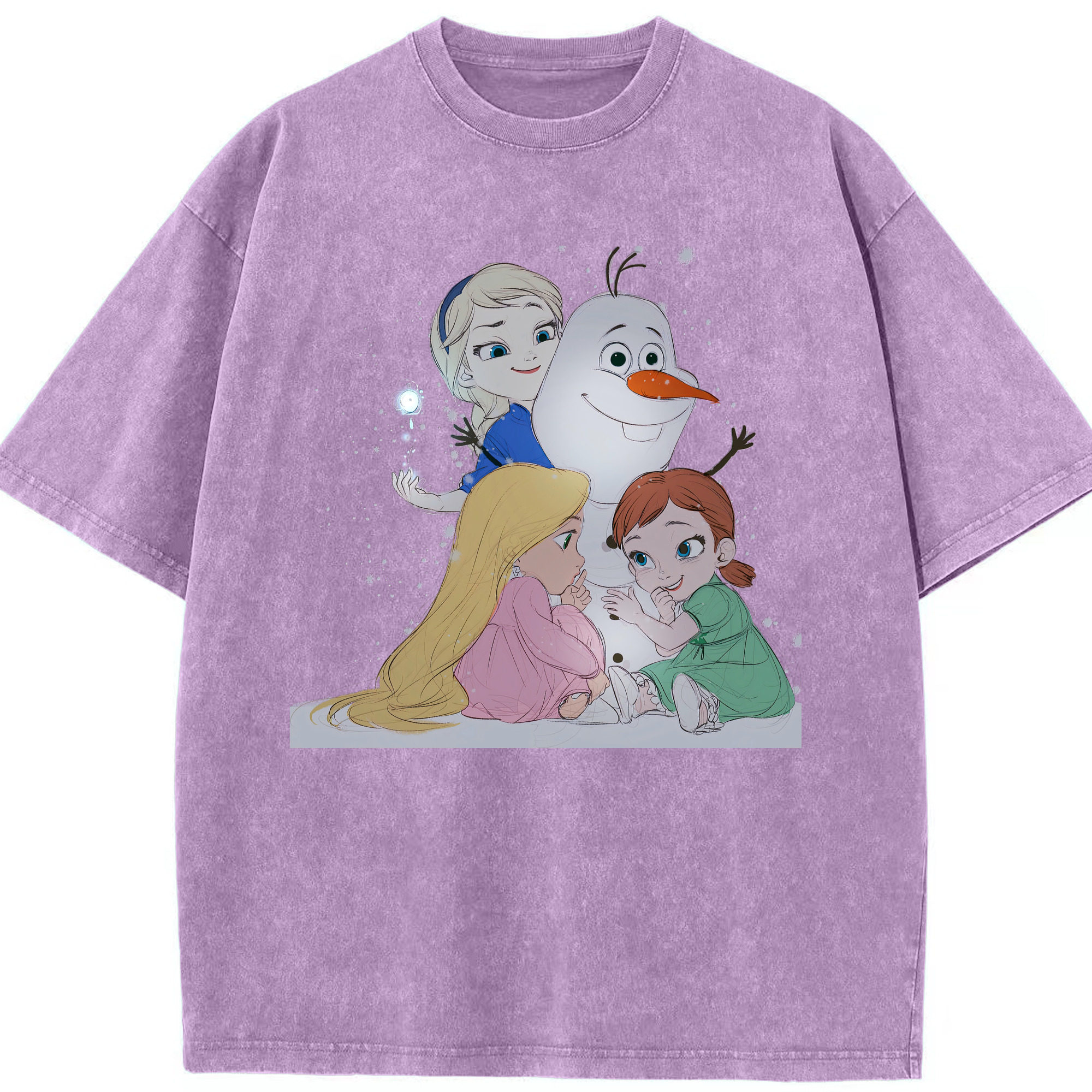 （画像用） アナと雪の女王 アンナ エルサ Frozen Anna Elsa 綿100% ヴィンテージ風 半袖Tシャツ（フロントプリント）