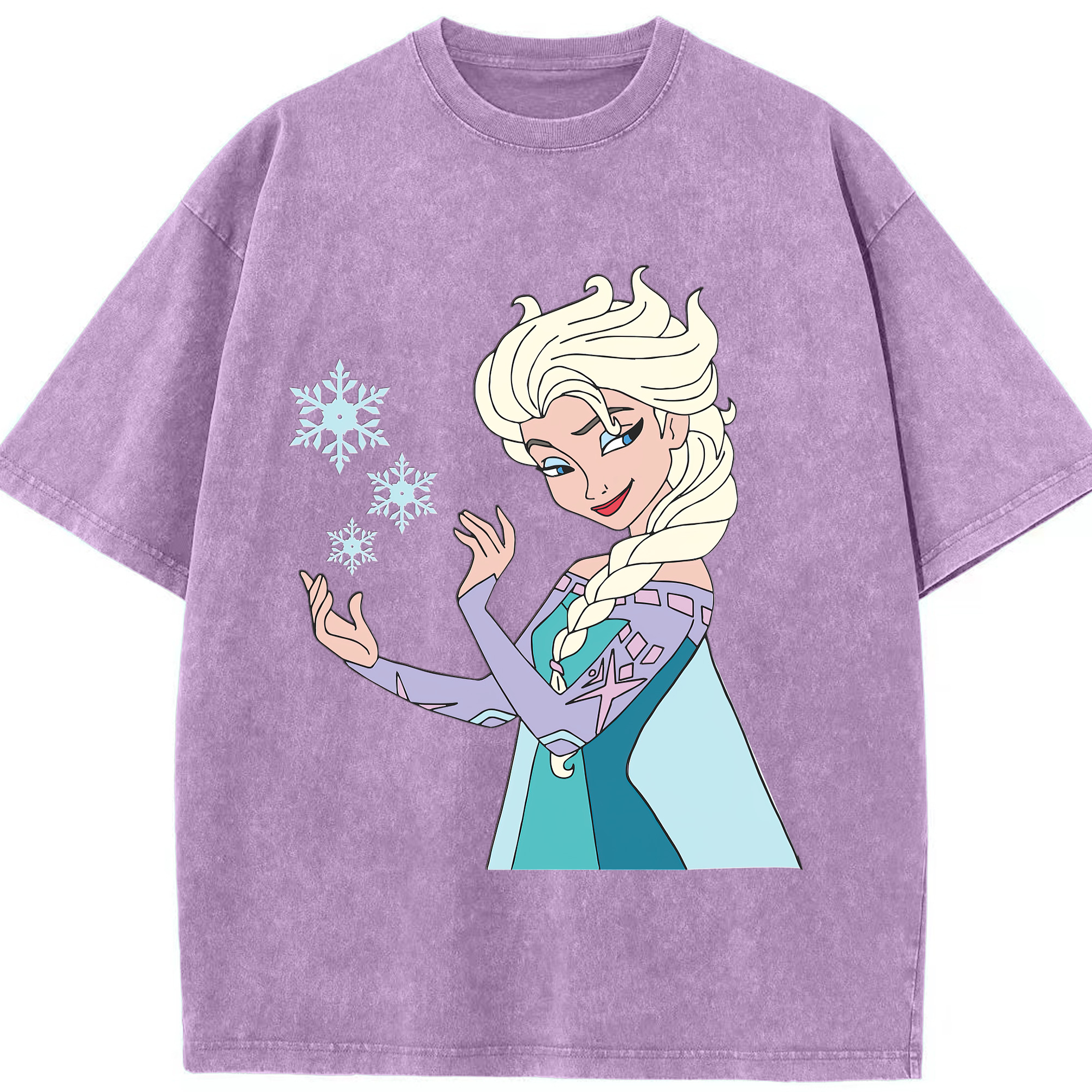 （画像用） アナと雪の女王 アンナ エルサ Frozen Anna Elsa 綿100% ヴィンテージ風 半袖Tシャツ（フロントプリント）