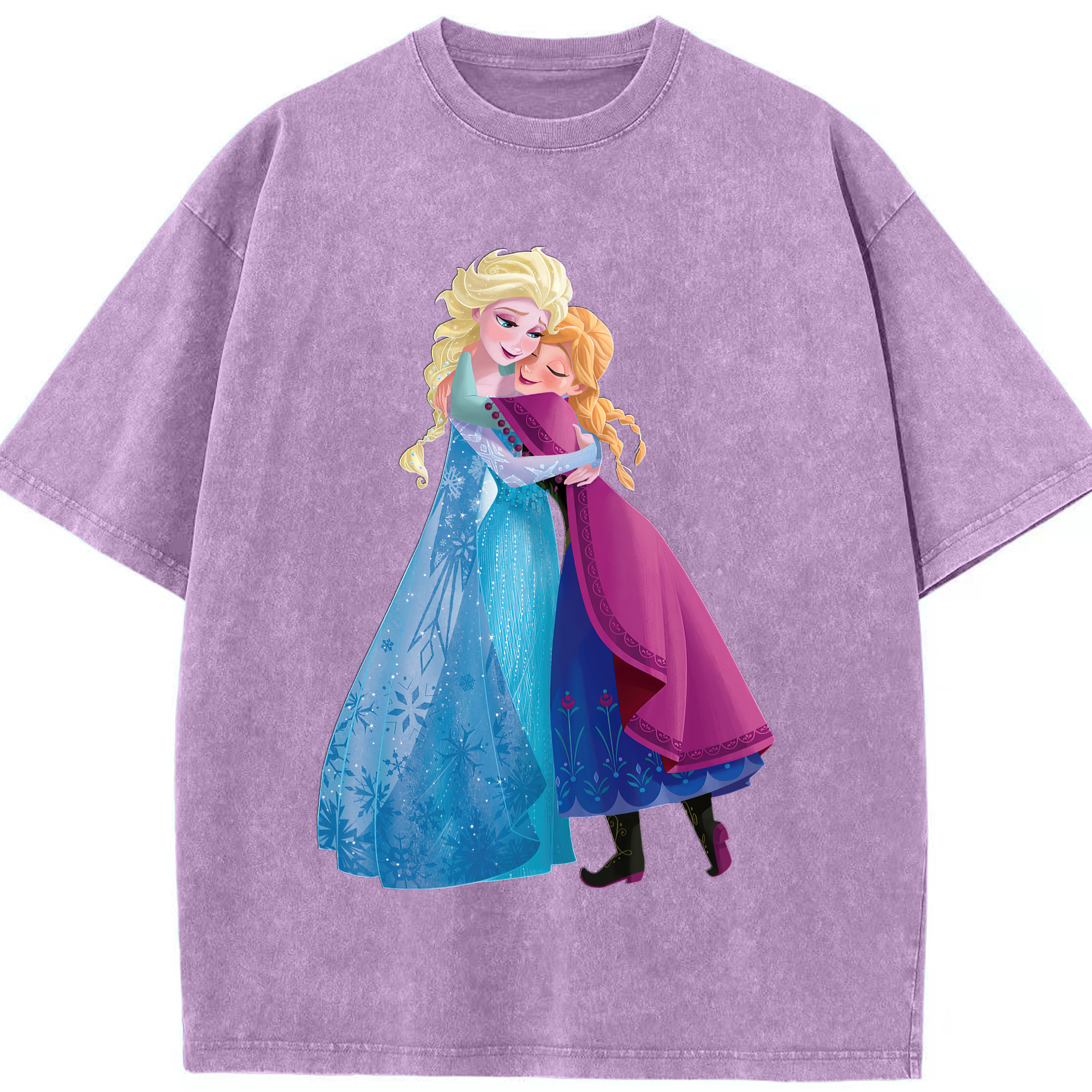 （画像用） アナと雪の女王 アンナ エルサ Frozen Anna Elsa 綿100% ヴィンテージ風 半袖Tシャツ（フロントプリント）