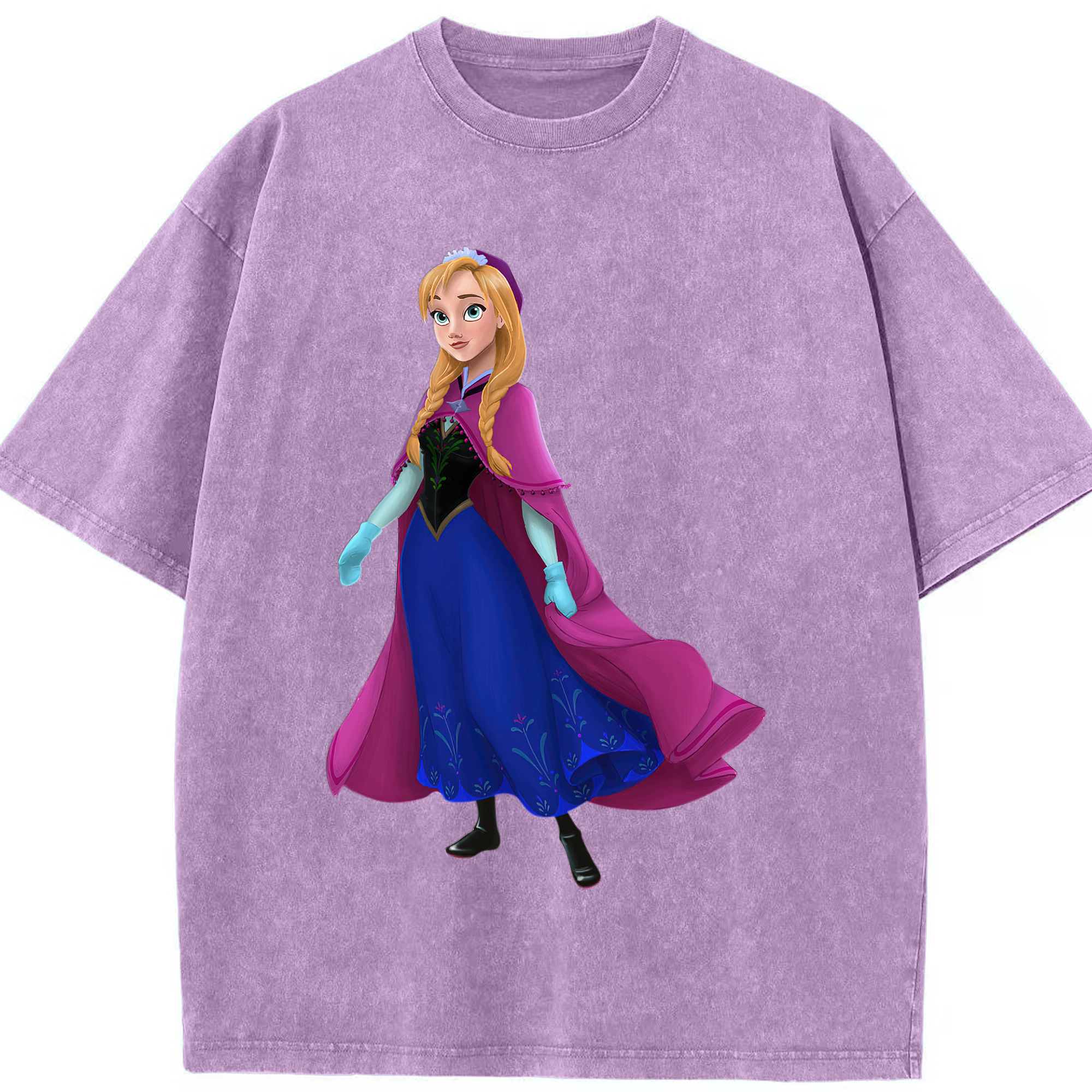 （画像用） アナと雪の女王 アンナ エルサ Frozen Anna Elsa 綿100% ヴィンテージ風 半袖Tシャツ（フロントプリント）