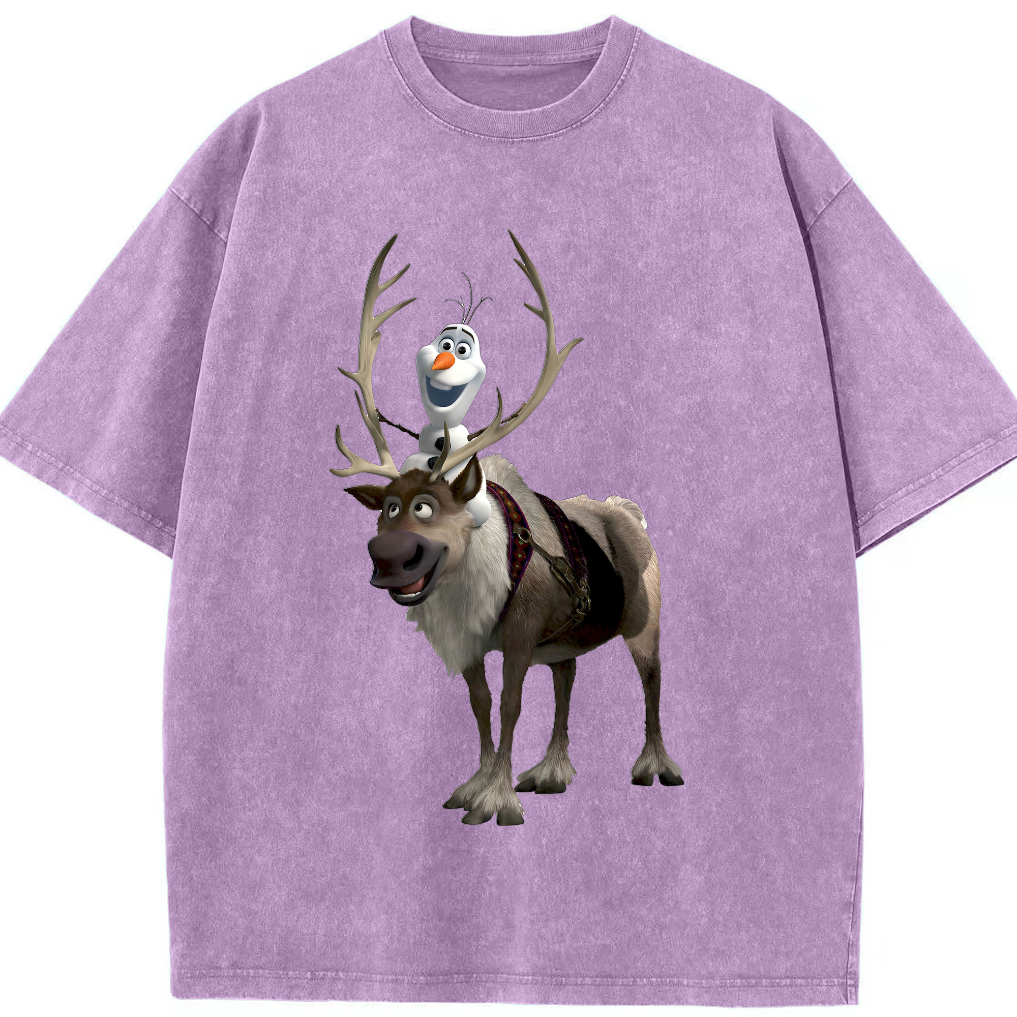 （画像用） アナと雪の女王 アンナ エルサ Frozen Anna Elsa 綿100% ヴィンテージ風 半袖Tシャツ（フロントプリント）