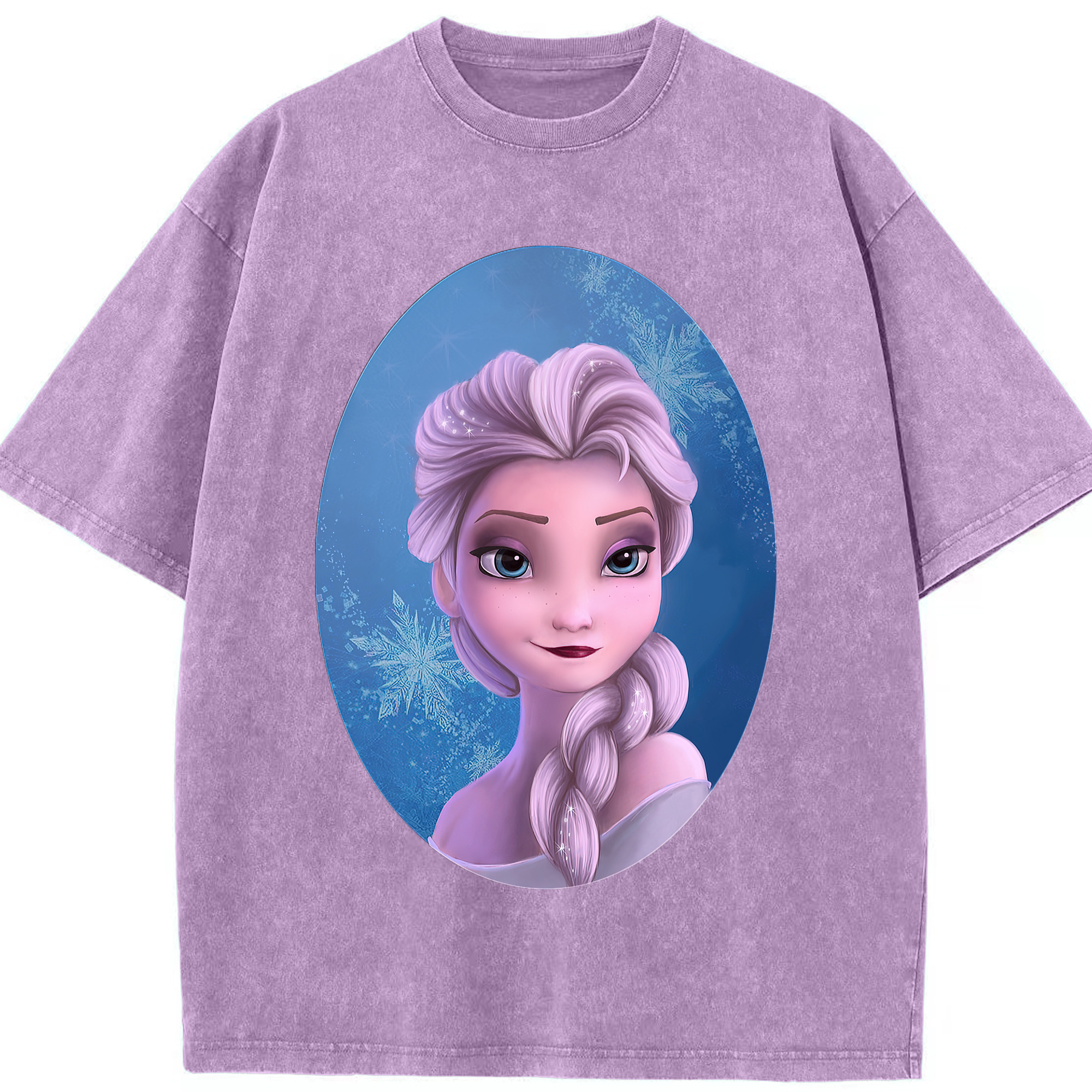 （画像用） アナと雪の女王 アンナ エルサ Frozen Anna Elsa 綿100% ヴィンテージ風 半袖Tシャツ（フロントプリント）